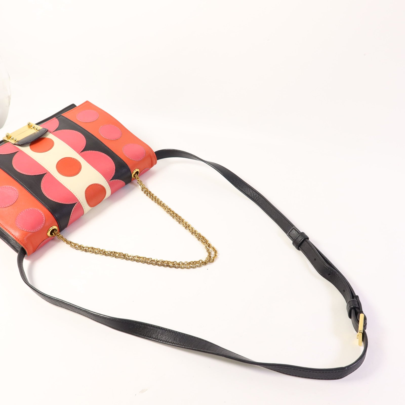 Valentino 牛皮皮革Chain Shoulder金扣手挽肩背兩用袋