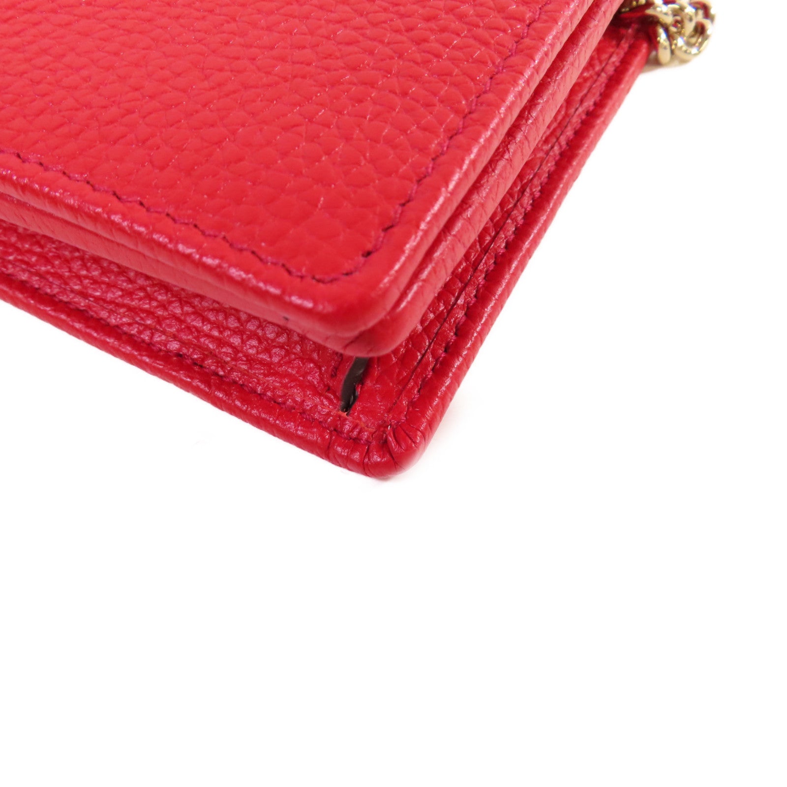 GUCCI 牛皮皮革Soho Chain Wallet金扣鏈帶肩背袋紅色