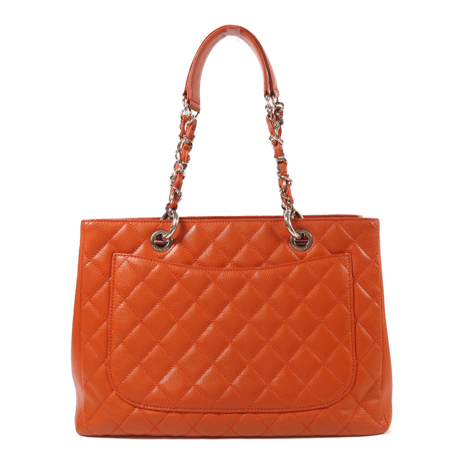 CHANEL 牛皮皮革GST Grand Shopping Tote Bag銀扣鏈帶肩背袋