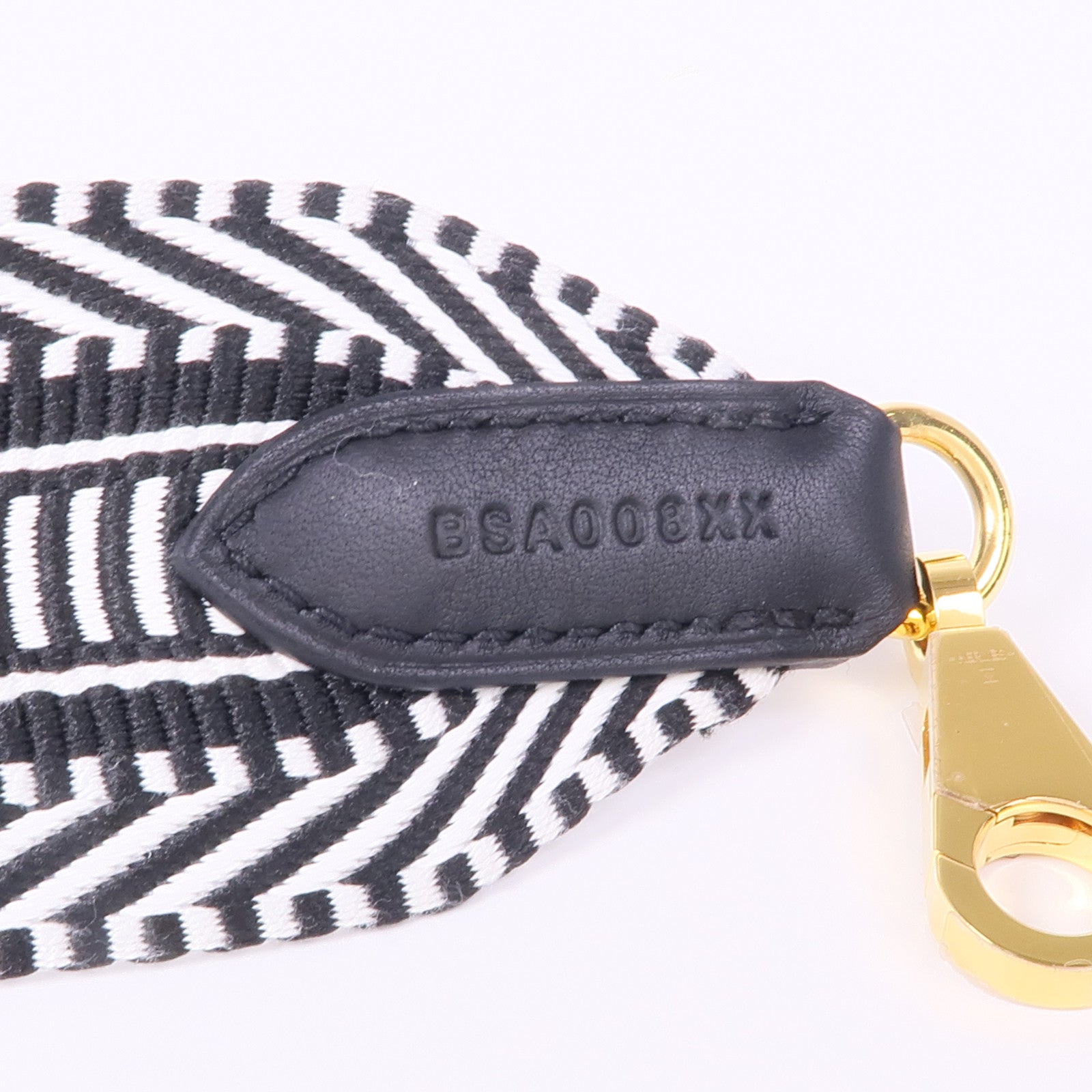 HERMES 帆布Shoulder Strap金扣肩背帶Black/White
