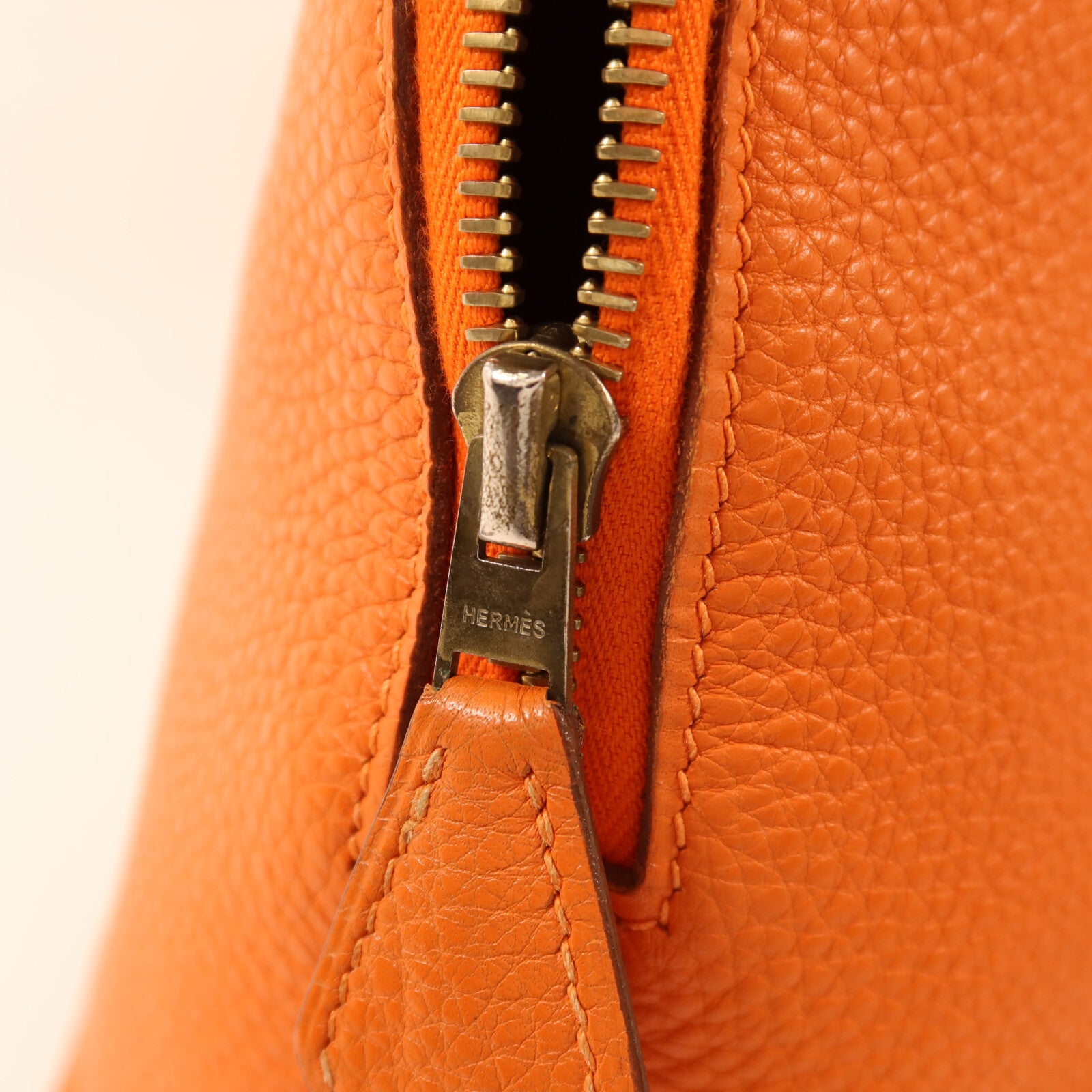 HERMES Clemence皮革Bolide 1923金扣手挽袋Orange