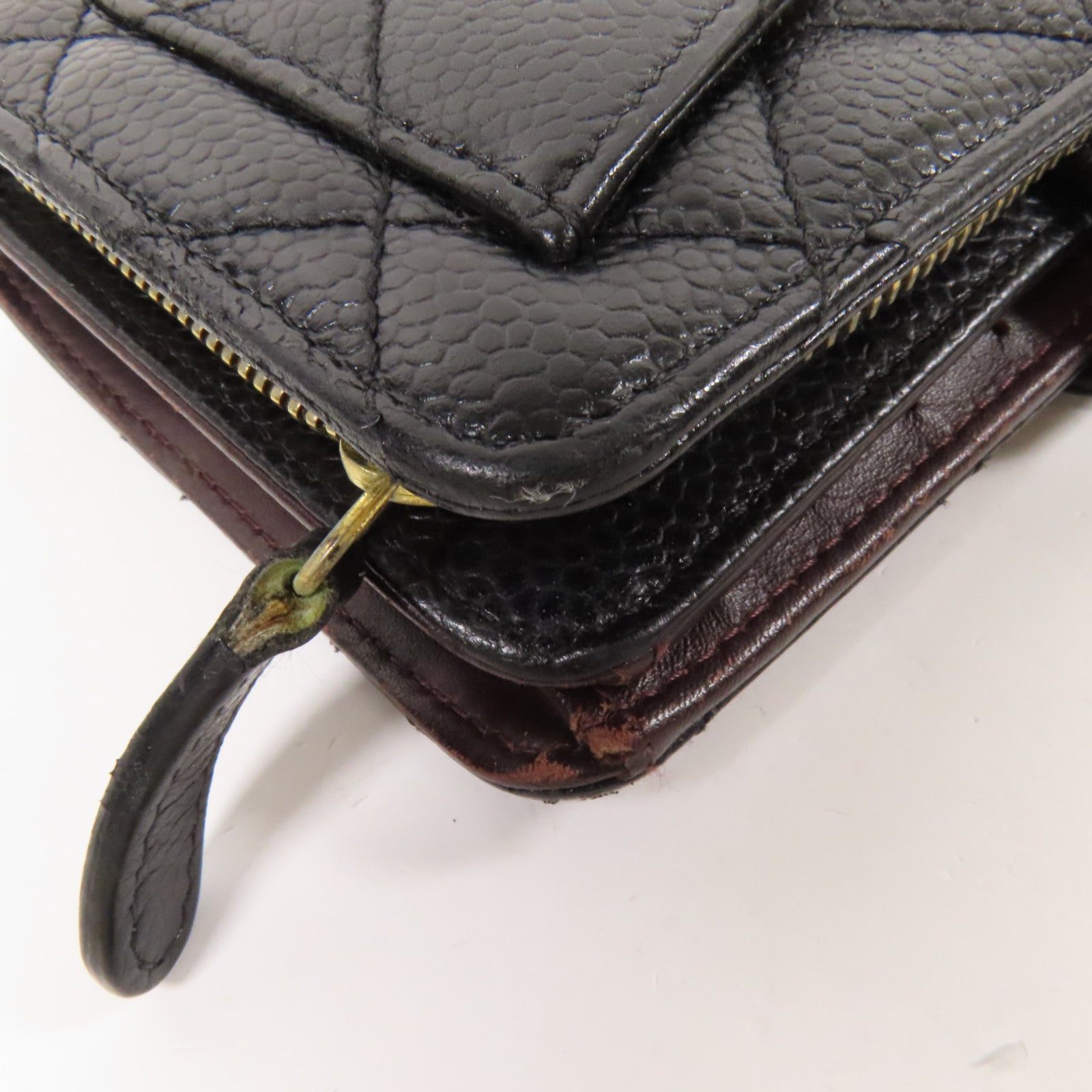 CHANEL 牛皮皮革Fold Wallet金扣錢包