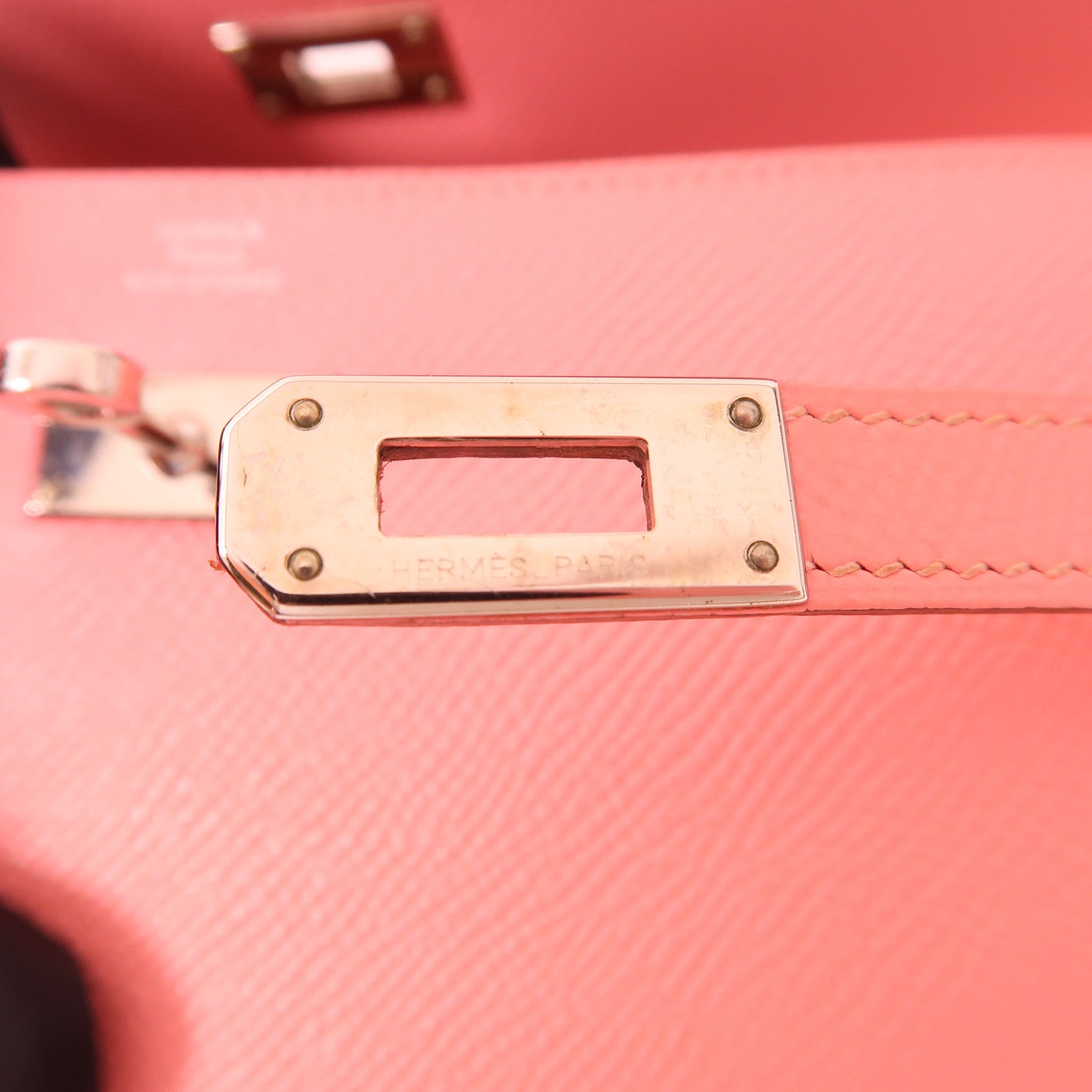 HERMES Epsom皮革Kelly Long Wallet銀扣長錢包1Q Rose Confetti