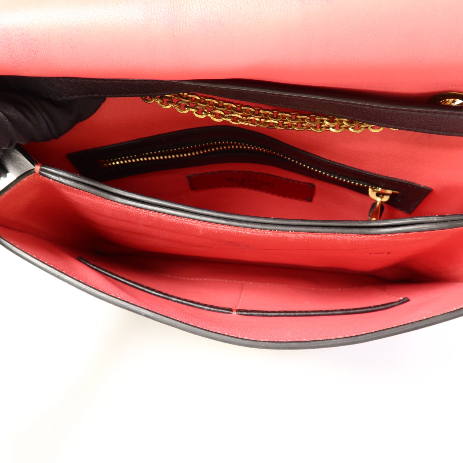 Valentino 牛皮皮革Chain Shoulder金扣手挽肩背兩用袋