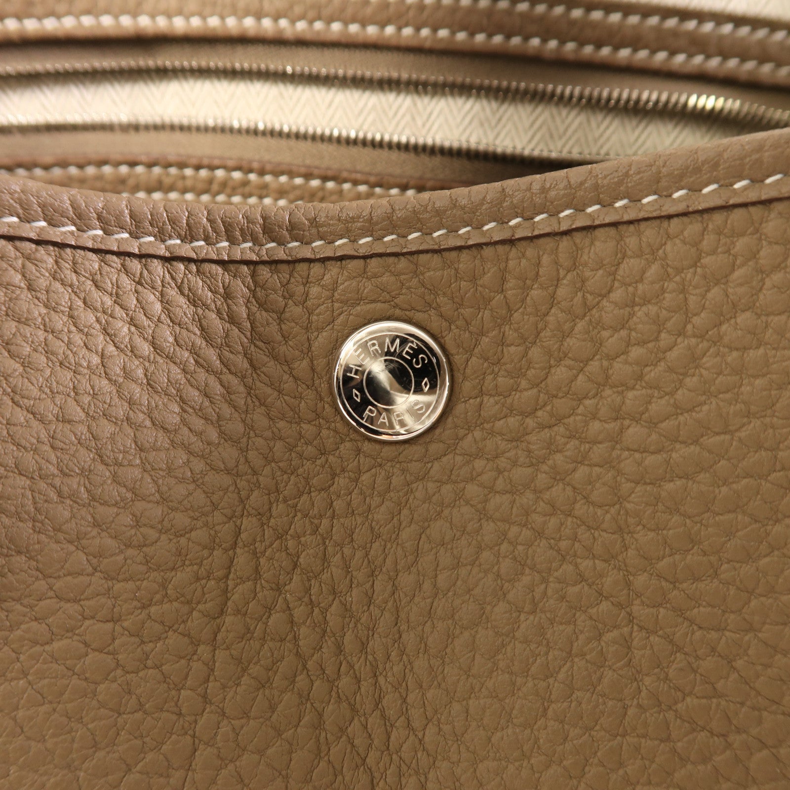 HERMES PHW Garden Party PM Tote Bag Negonda Etoupe