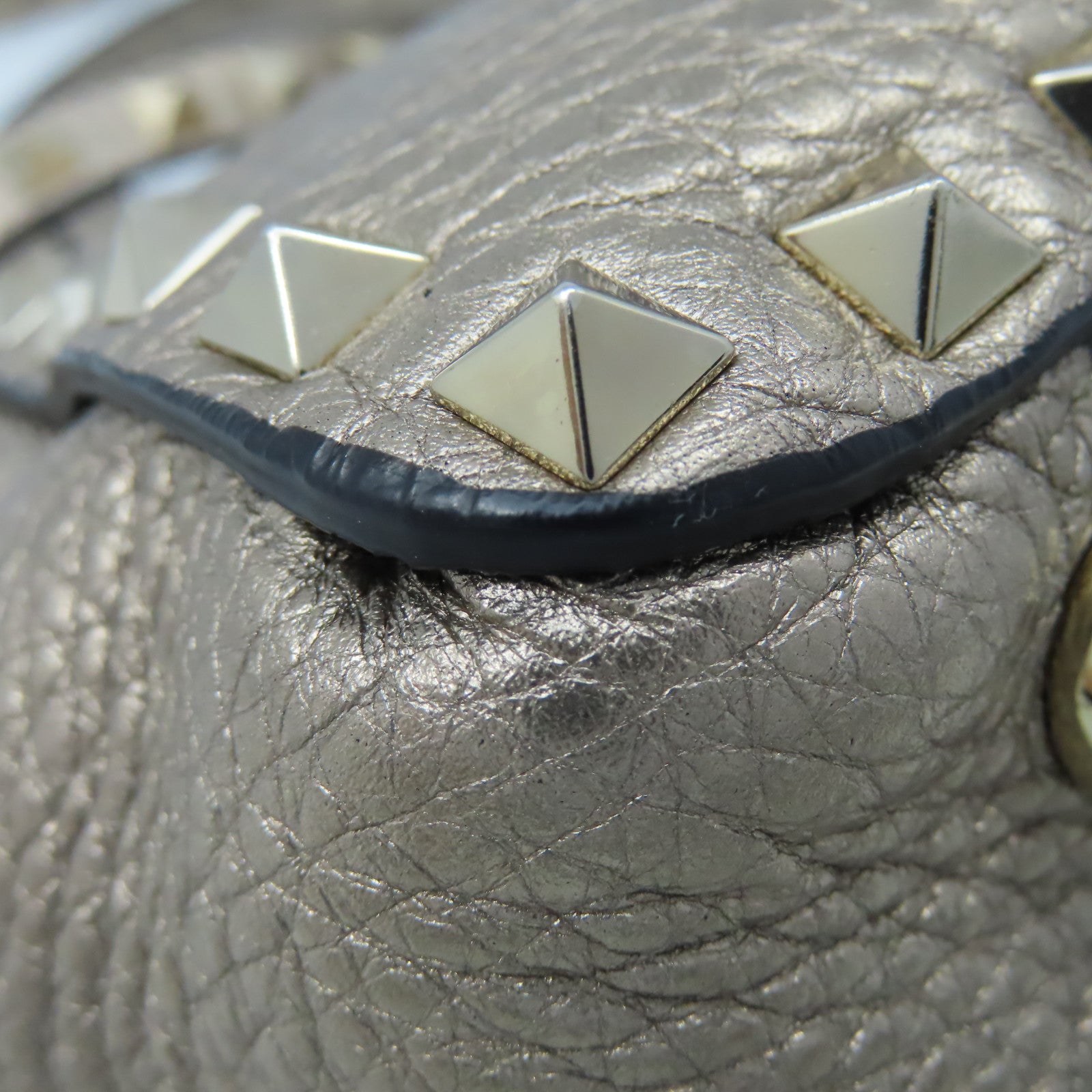 Valentino 【激減優惠】牛皮皮革Rockstud 2Way Shoulder Bag金扣手挽肩背兩用袋香檳金色