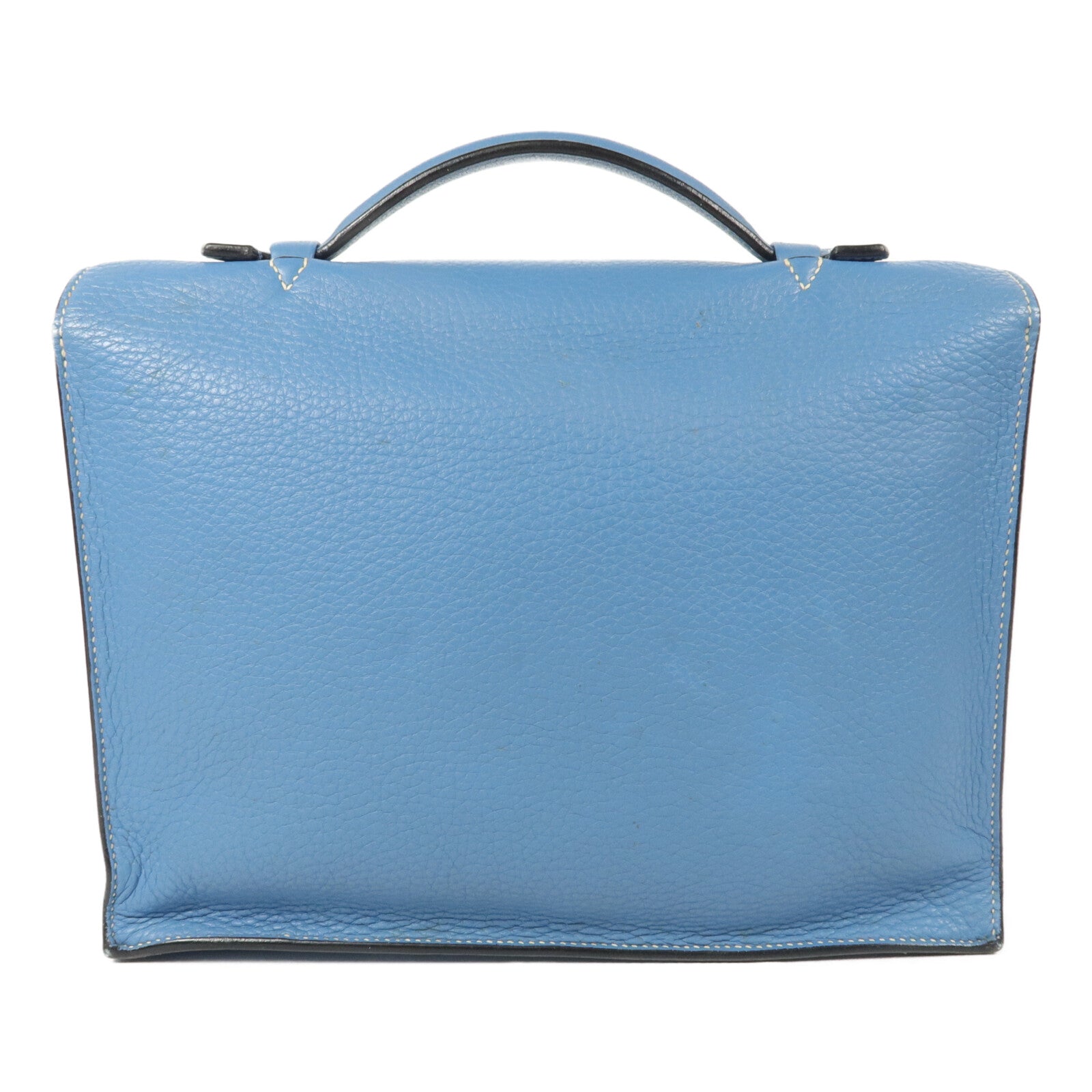 HERMES Clemence皮革Sack Adepeche手挽袋Bleu Jean