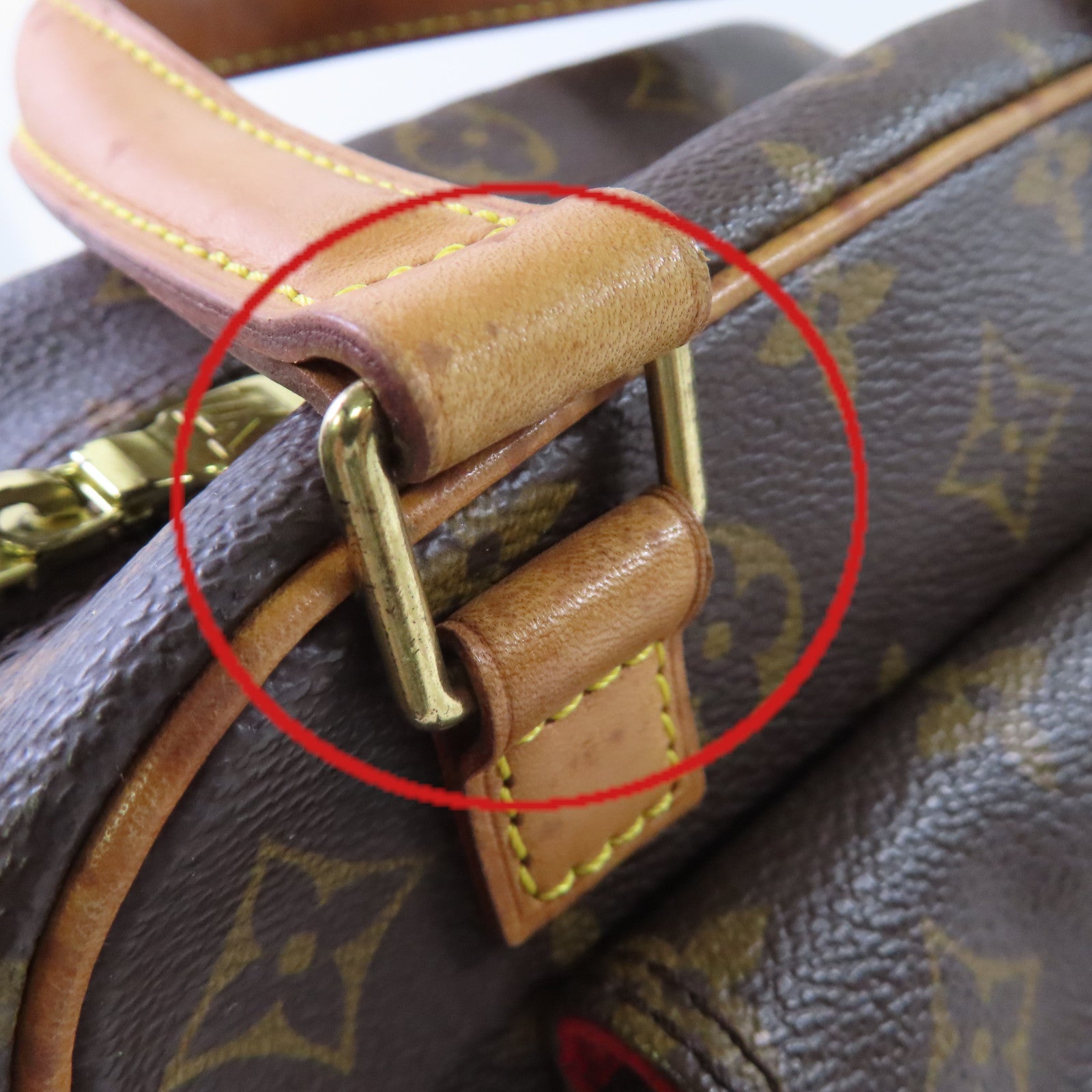 LOUIS VUITTON Monogram Excentri-cite Hand Bag金扣手挽袋啡色/紅色