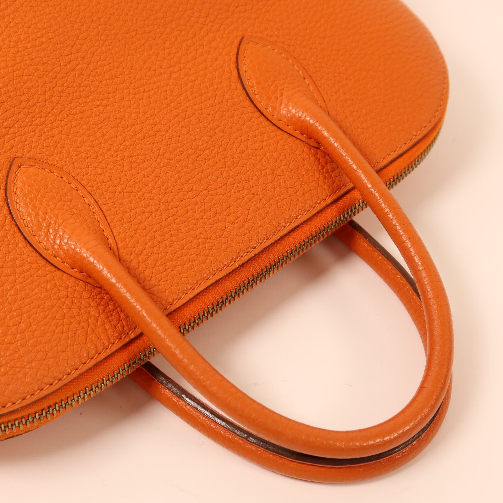 HERMES Clemence皮革Bolide 1923金扣手挽袋Orange