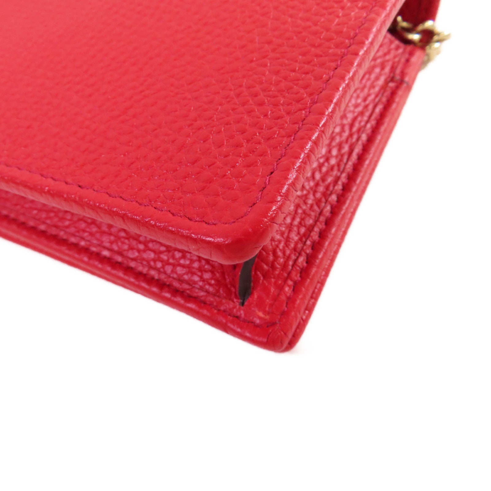GUCCI 牛皮皮革Soho Chain Wallet金扣鏈帶肩背袋紅色