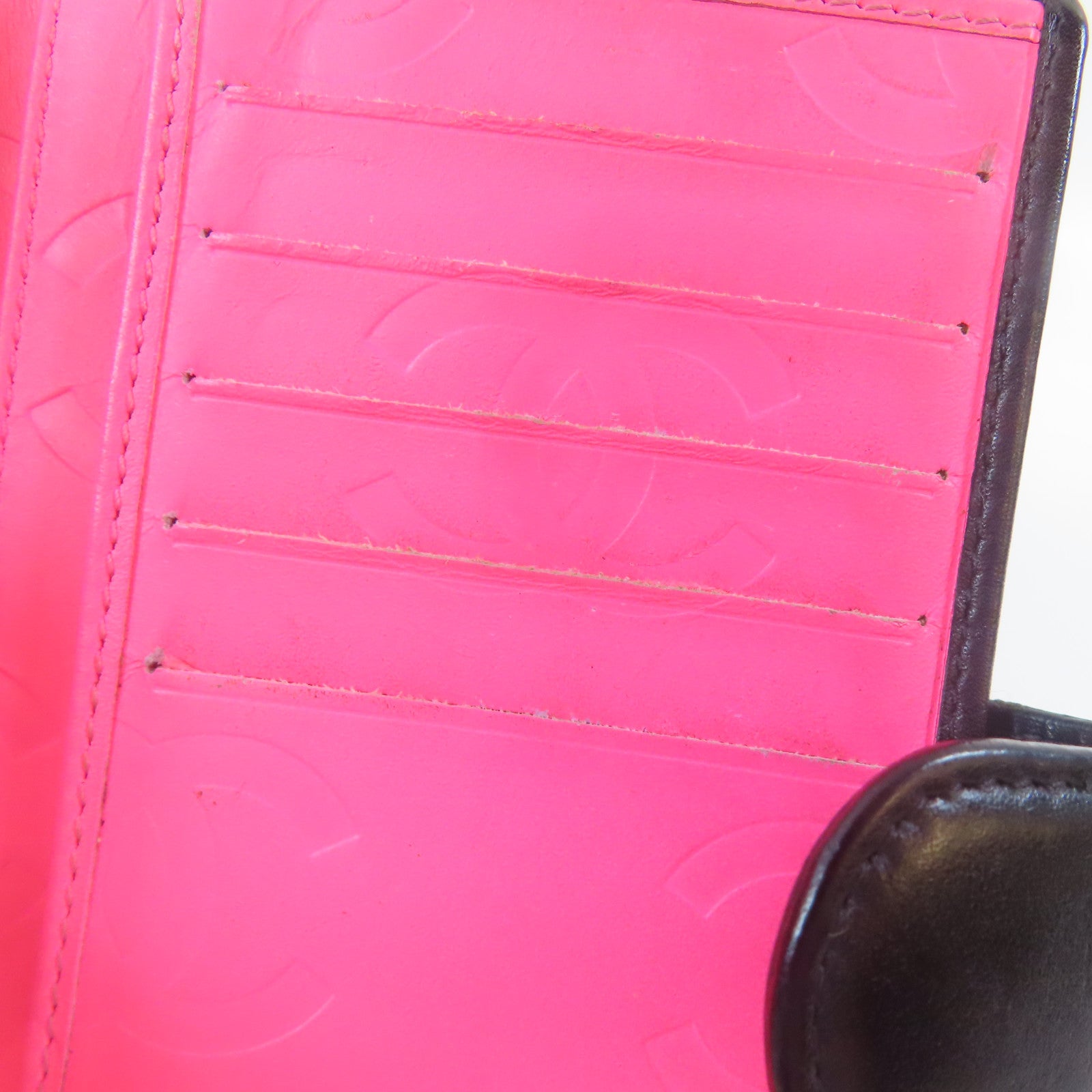 CHANEL 菱格牛皮皮革Cambon Bifold Wallet銀扣錢包黑色