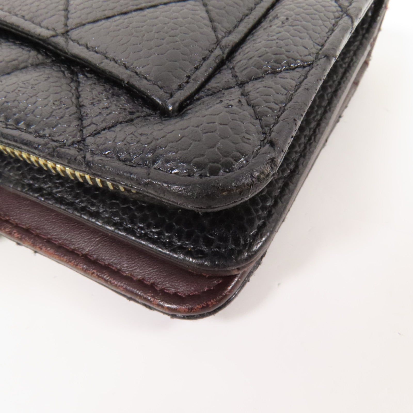 CHANEL 牛皮皮革Fold Wallet金扣錢包