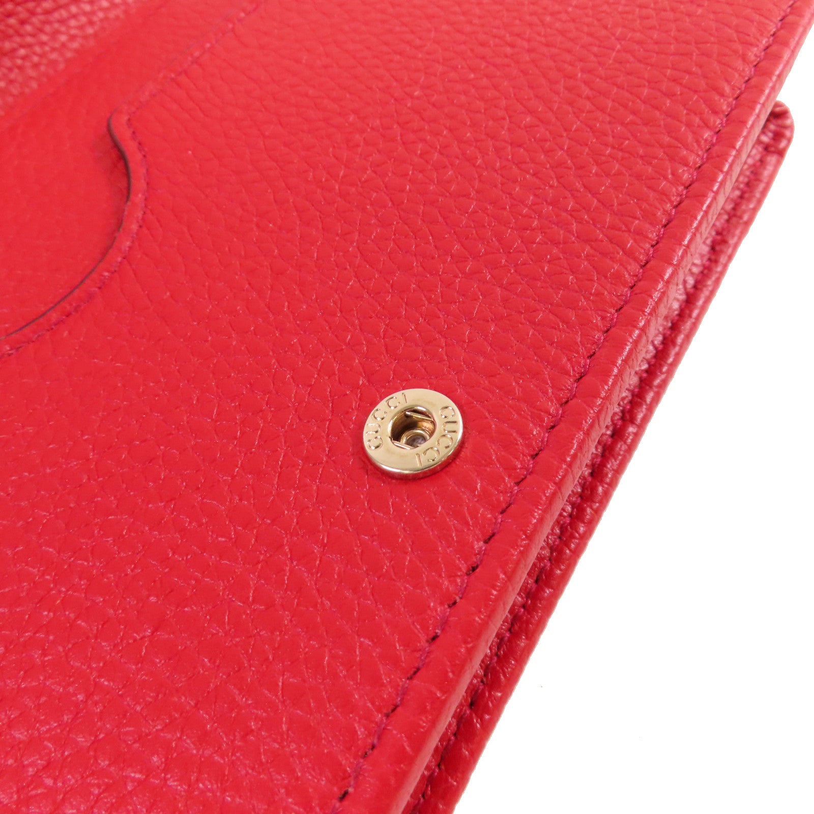 GUCCI 牛皮皮革Soho Chain Wallet金扣鏈帶肩背袋紅色