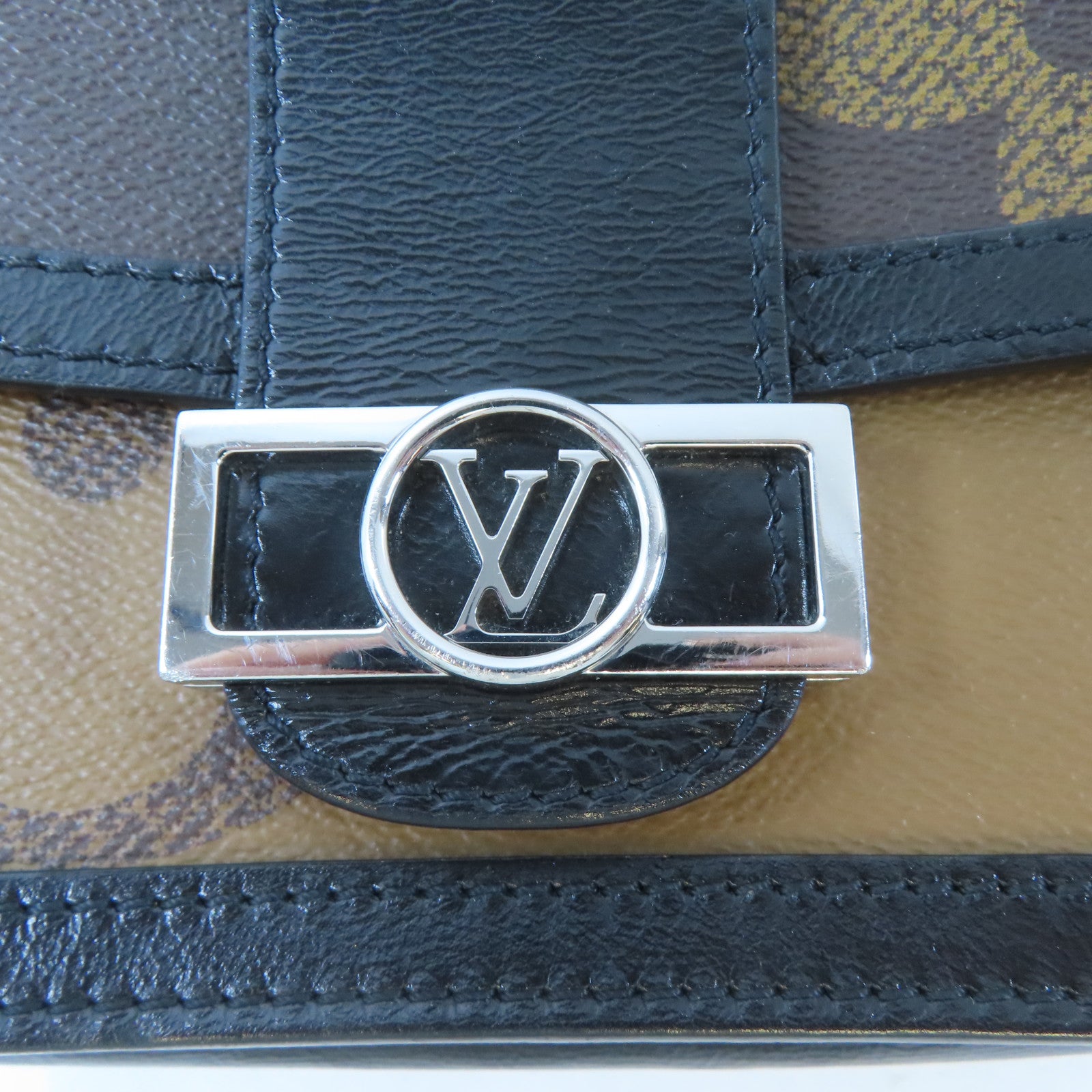 LOUIS VUITTON Monogram Giant Reverse Dauphine銀扣腰包啡色/黑色