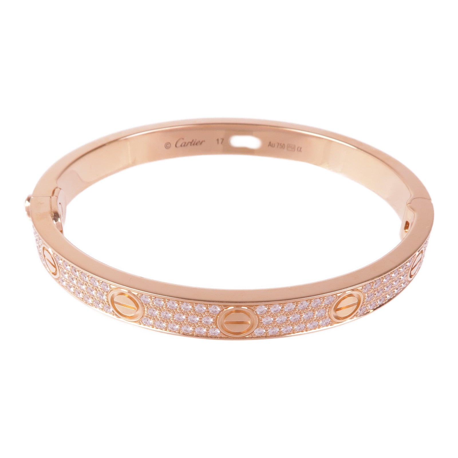 CARTIER 18K玫瑰金Love Bangle Full Diamond鑽石手鐲Cartier#17