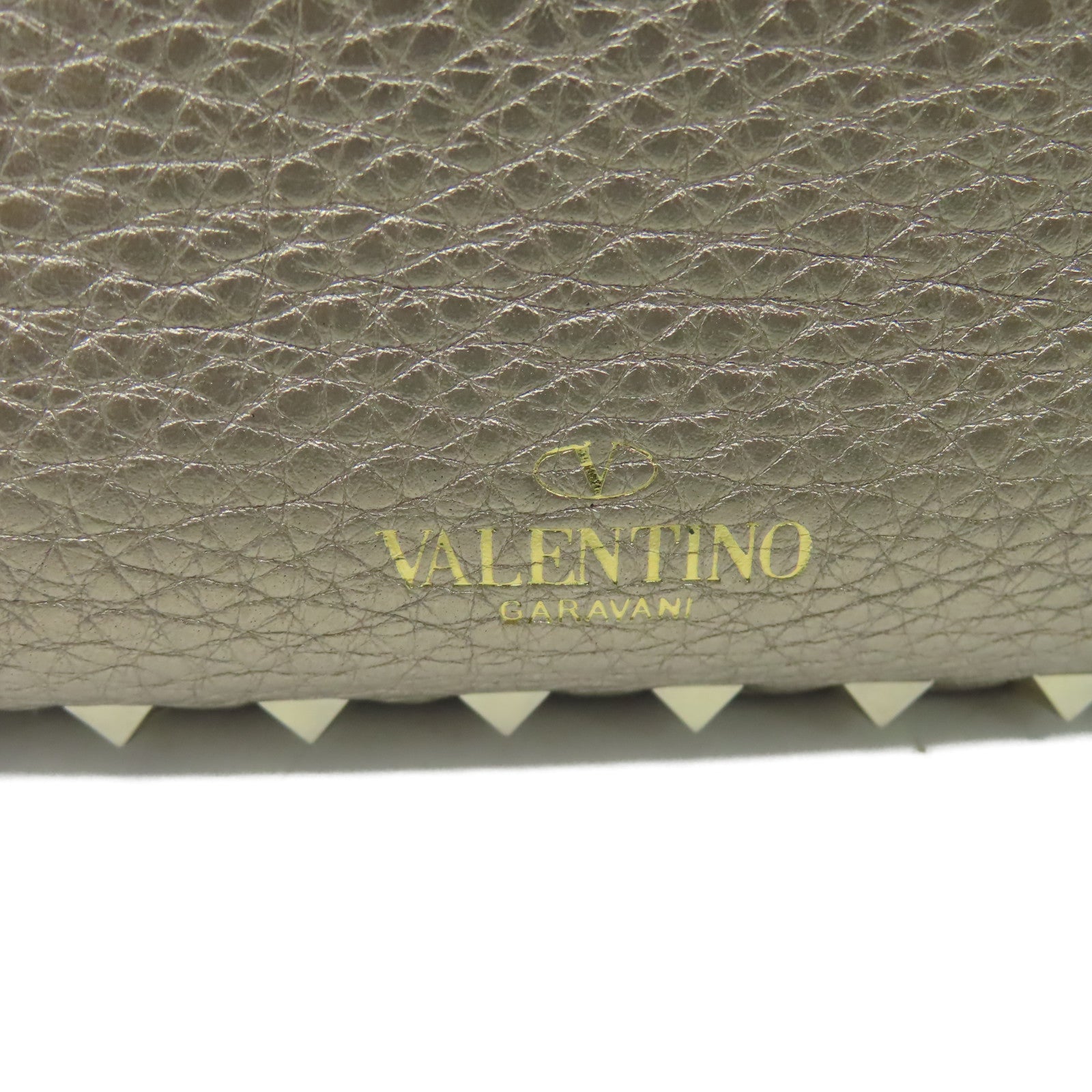 Valentino 【激減優惠】牛皮皮革Rockstud 2Way Shoulder Bag金扣手挽肩背兩用袋香檳金色