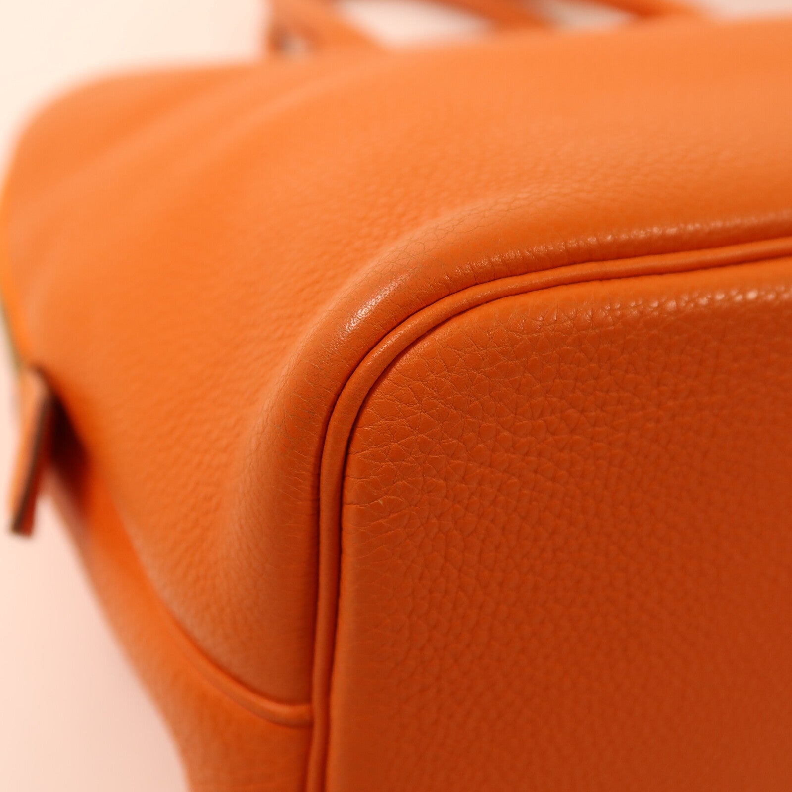 HERMES Clemence皮革Bolide 1923金扣手挽袋Orange