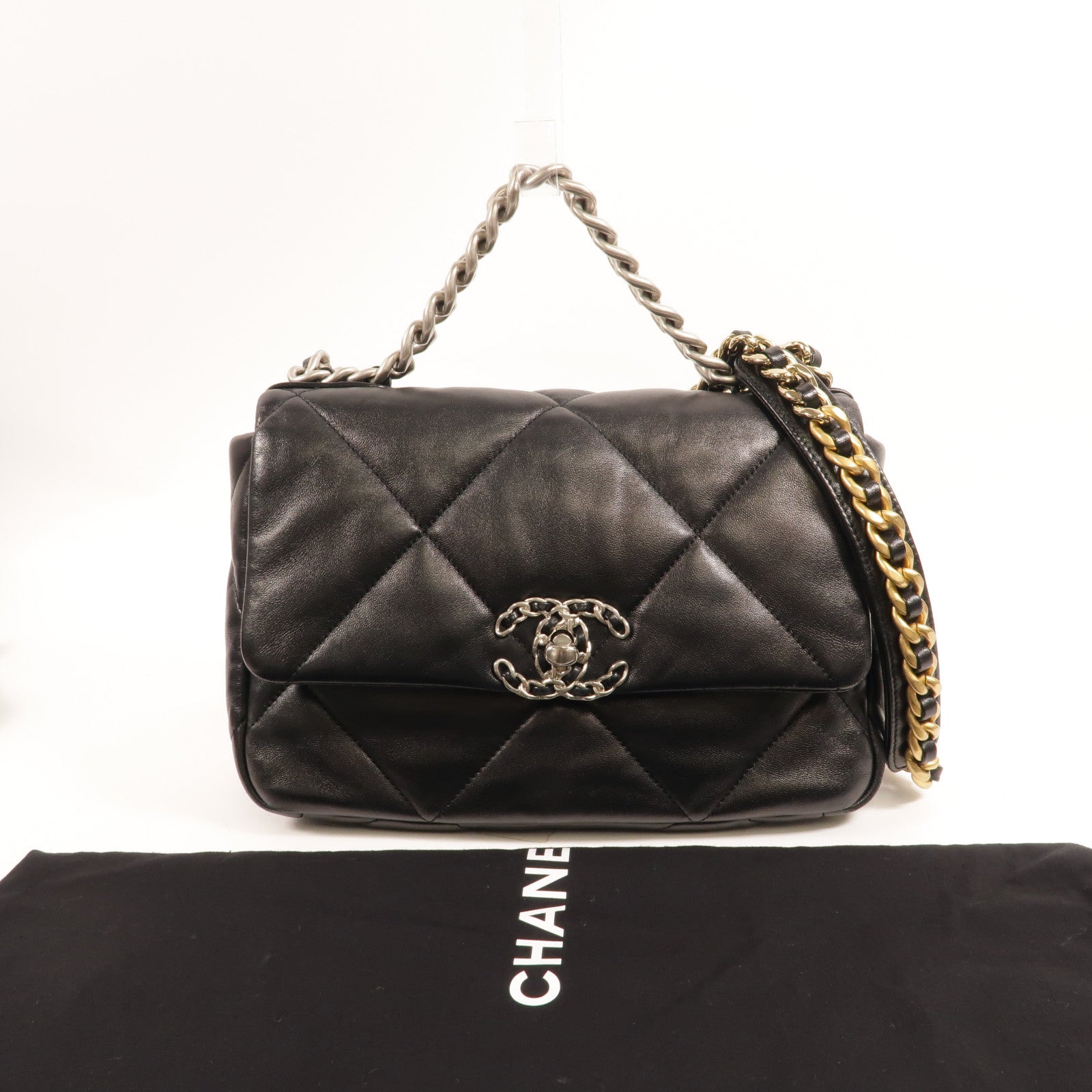 CHANEL 羊皮皮革Chanel 19 Small鏈帶肩背袋