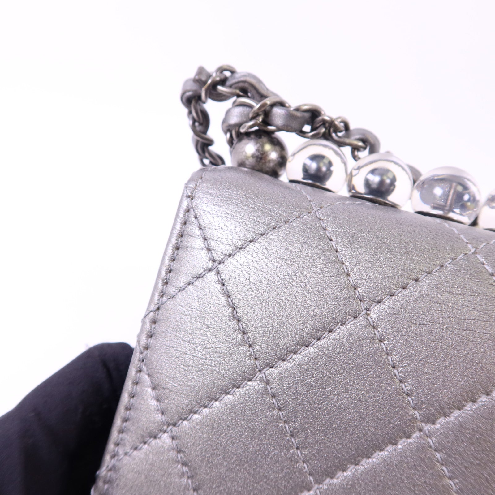 CHANEL 【激減優惠】牛皮皮革Chain Shoulder Bag銀扣鏈帶肩背袋
