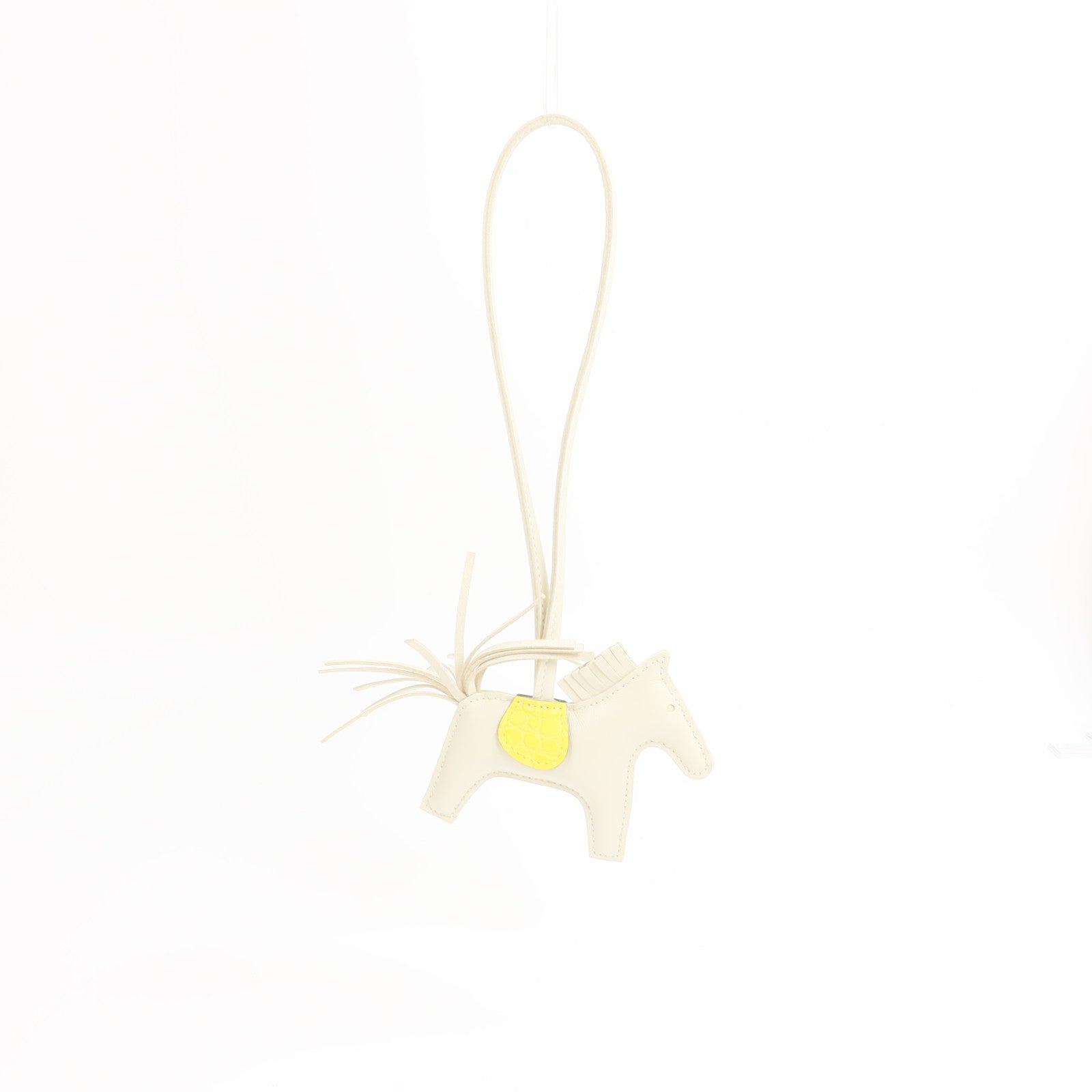 HERMES Milo/Aligator革Rodeo PM掛飾Craie/Lime