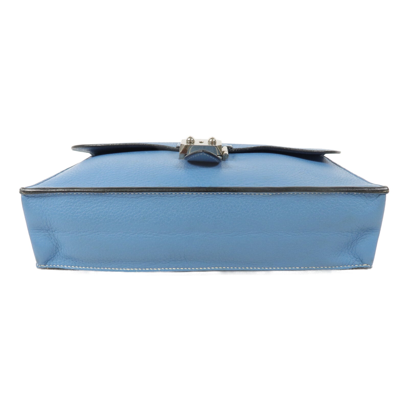 HERMES Clemence皮革Sack Adepeche手挽袋Bleu Jean