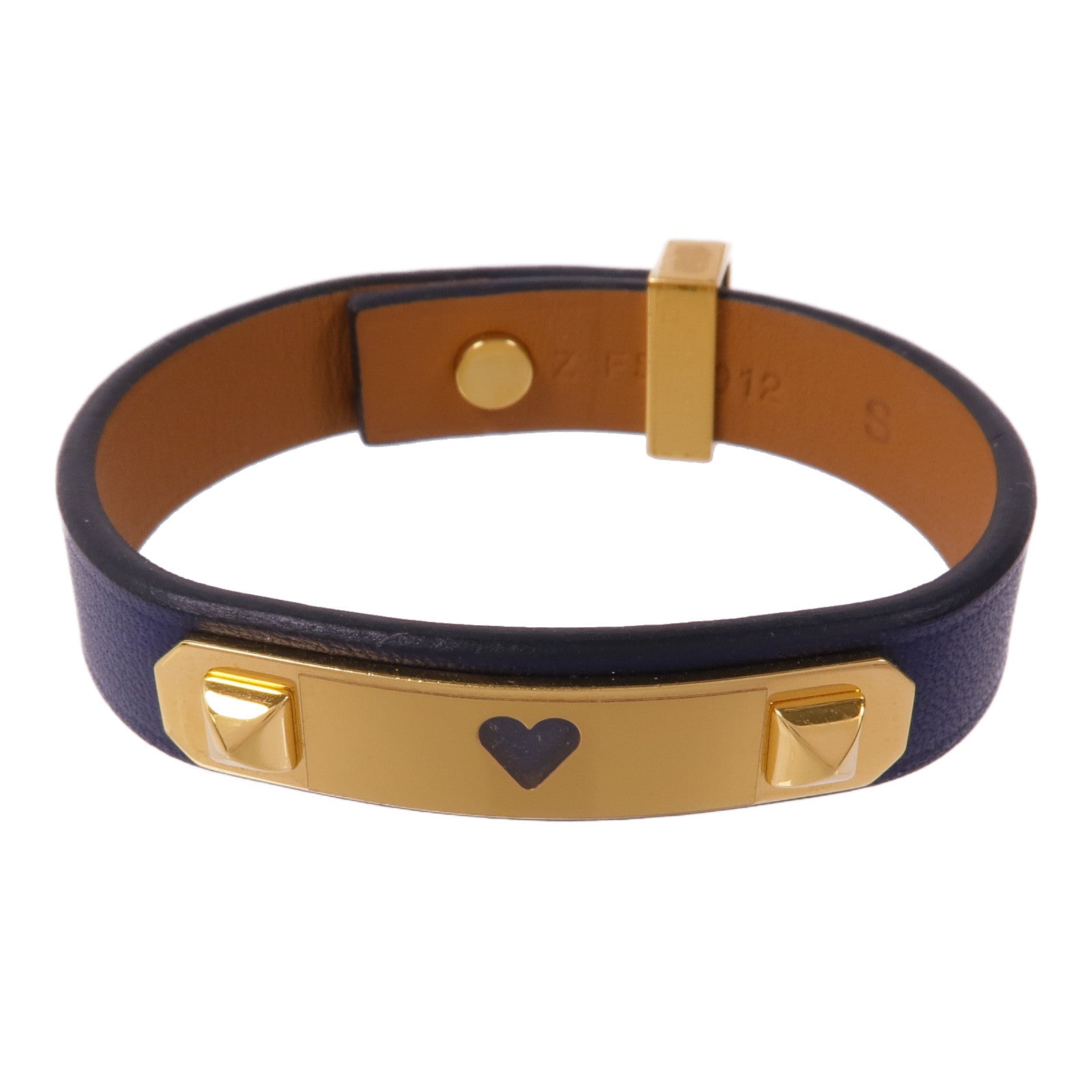 HERMES Swift皮革As De Coeur金扣手帶Bleu Saphir