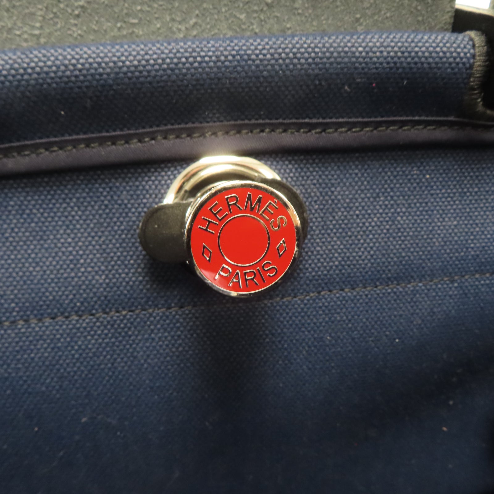 HERMES 【激減優惠】帆布Herbag PM銀扣手挽肩背兩用袋寶石藍色