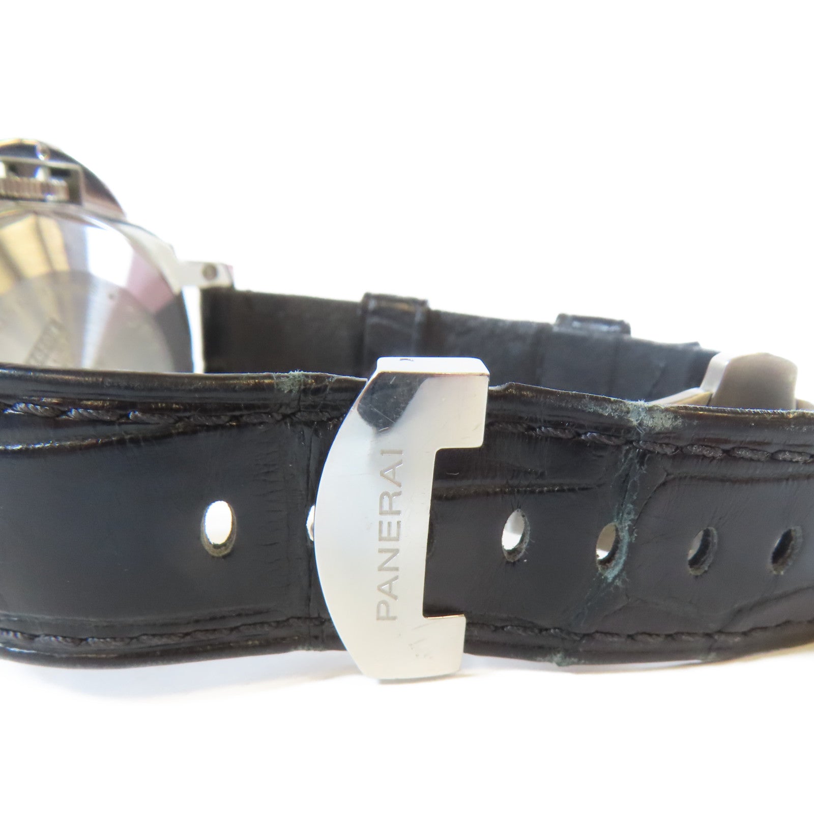 PANERAI 不鏽鋼/皮革帯Luminor Power Reserve自動機芯手錶黑色#16cm
