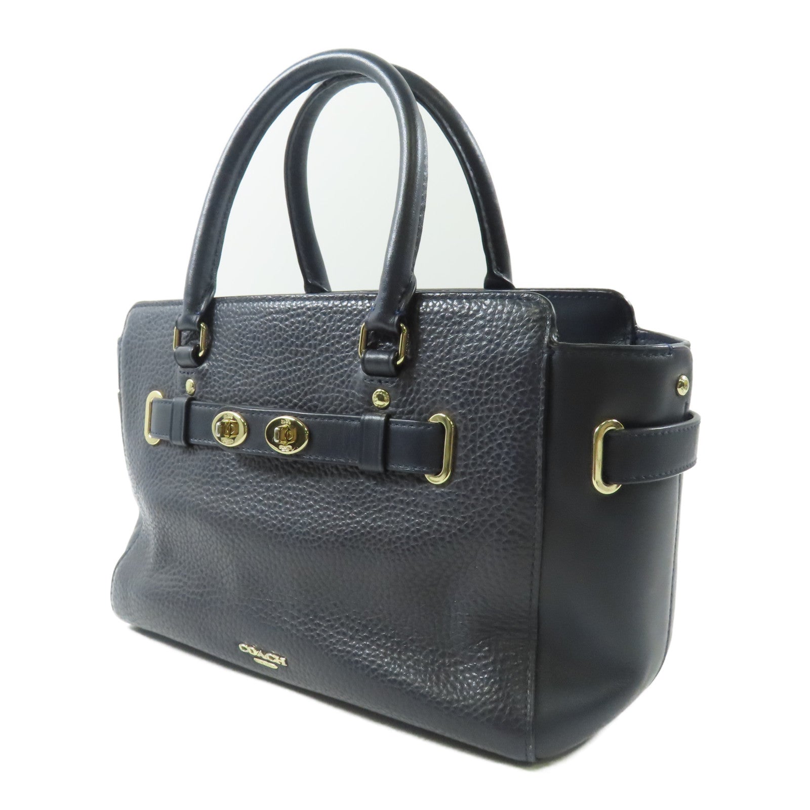 COACH 牛皮皮革2 Way Bag銀扣手挽肩背兩用袋