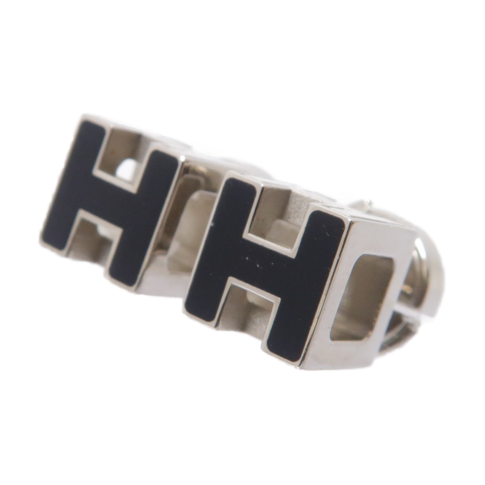 HERMES 金屬Cage d'H Earrings耳環黑色/銀色