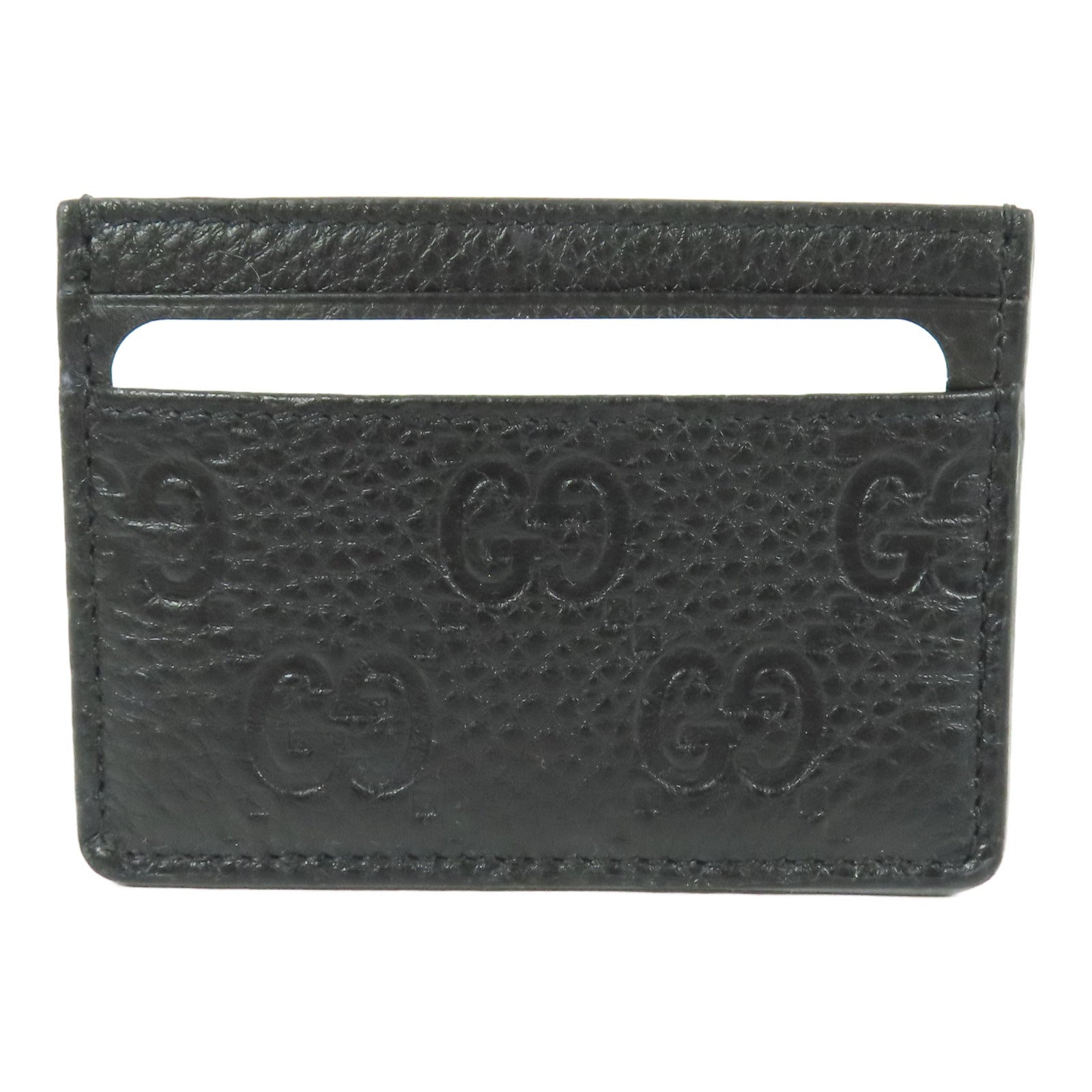 GUCCI GG Emblem Card Case 815883 AAEEM 1000 GG Grainy Leather Black 6627