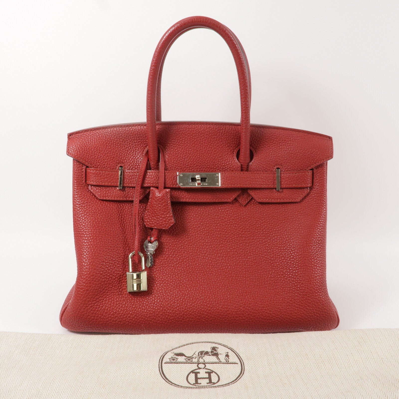 HERMES Togo皮革Birkin 30手挽袋Rouge Garnet