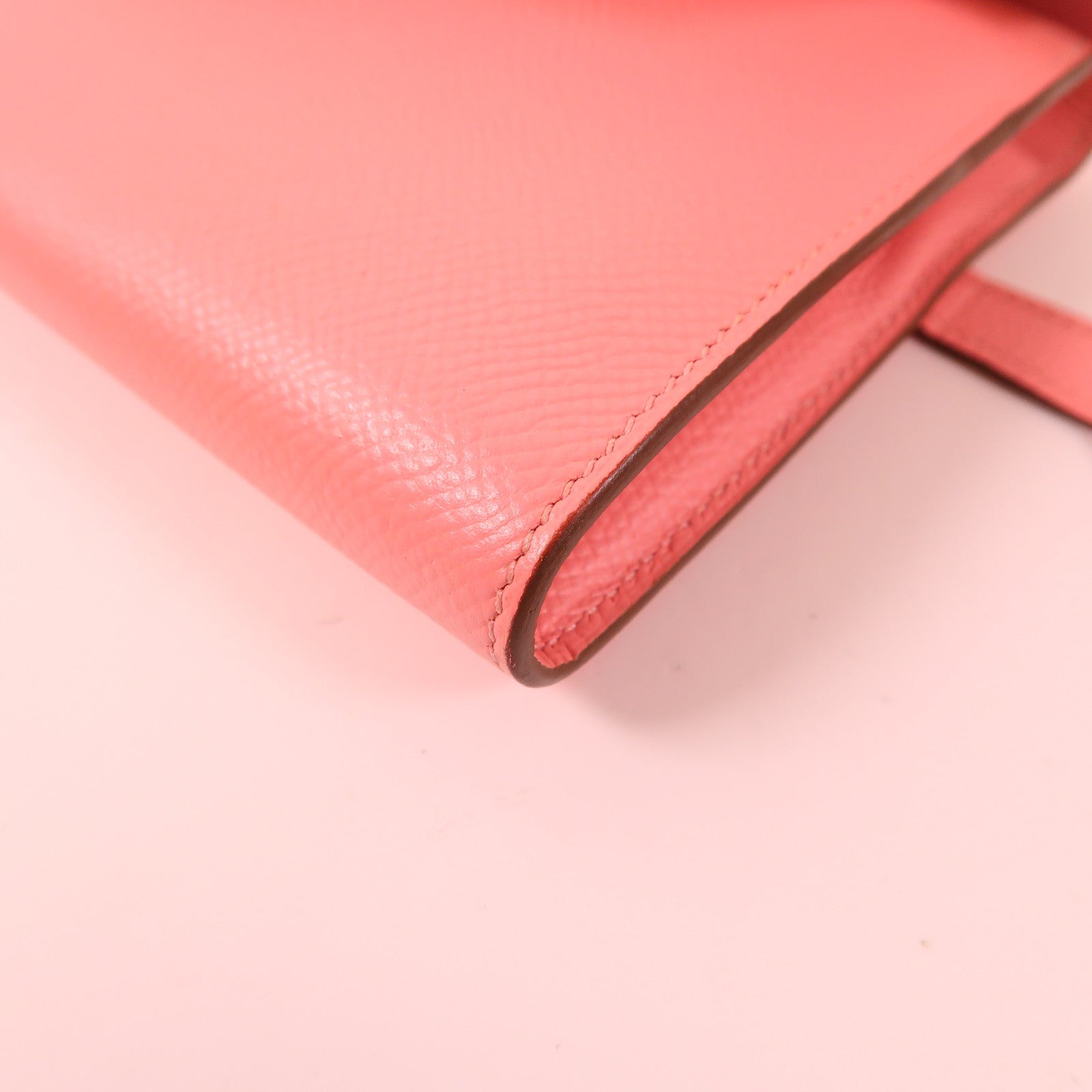 HERMES Epsom皮革Kelly Long Wallet銀扣長錢包1Q Rose Confetti