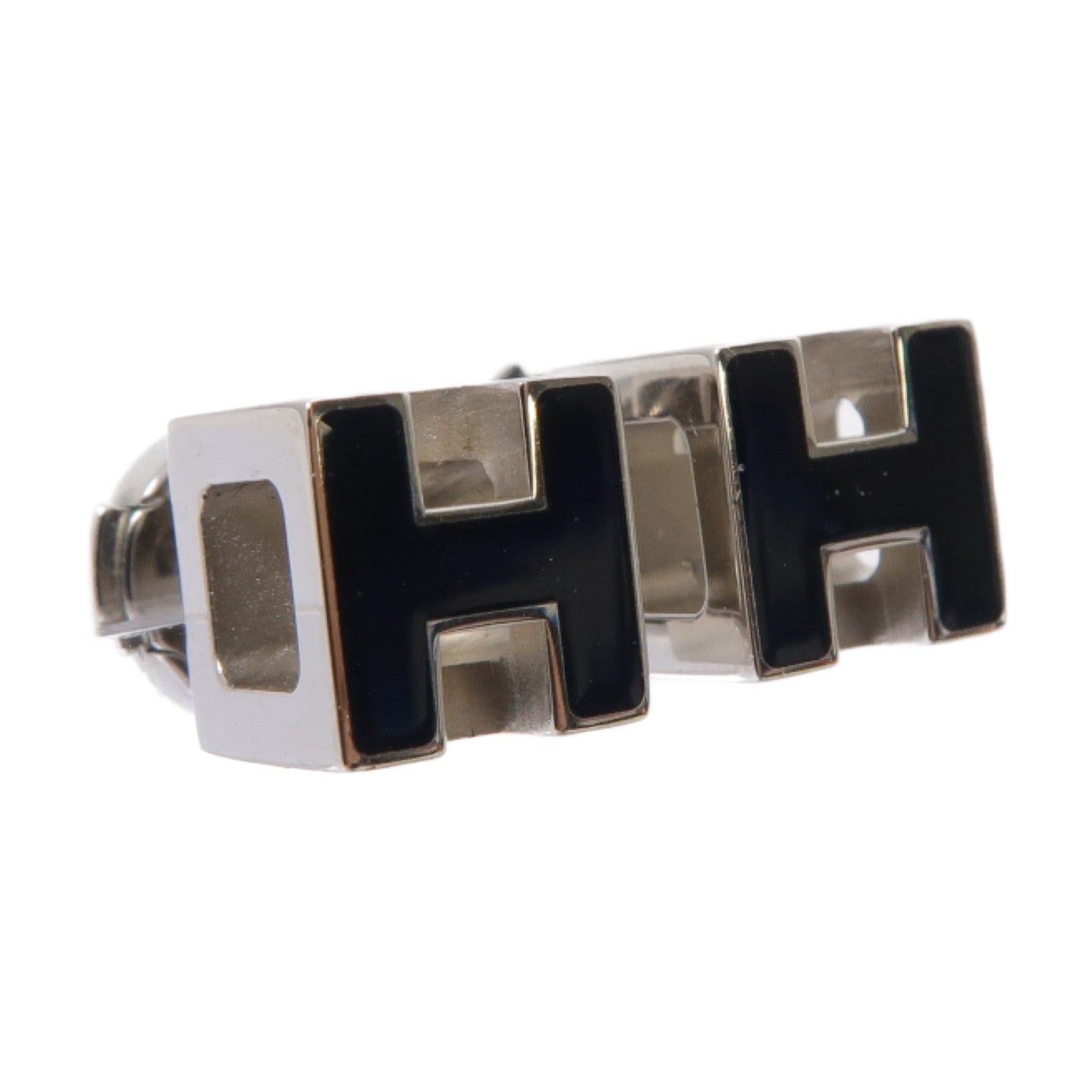 HERMES 金屬Cage d'H Earrings耳環黑色/銀色