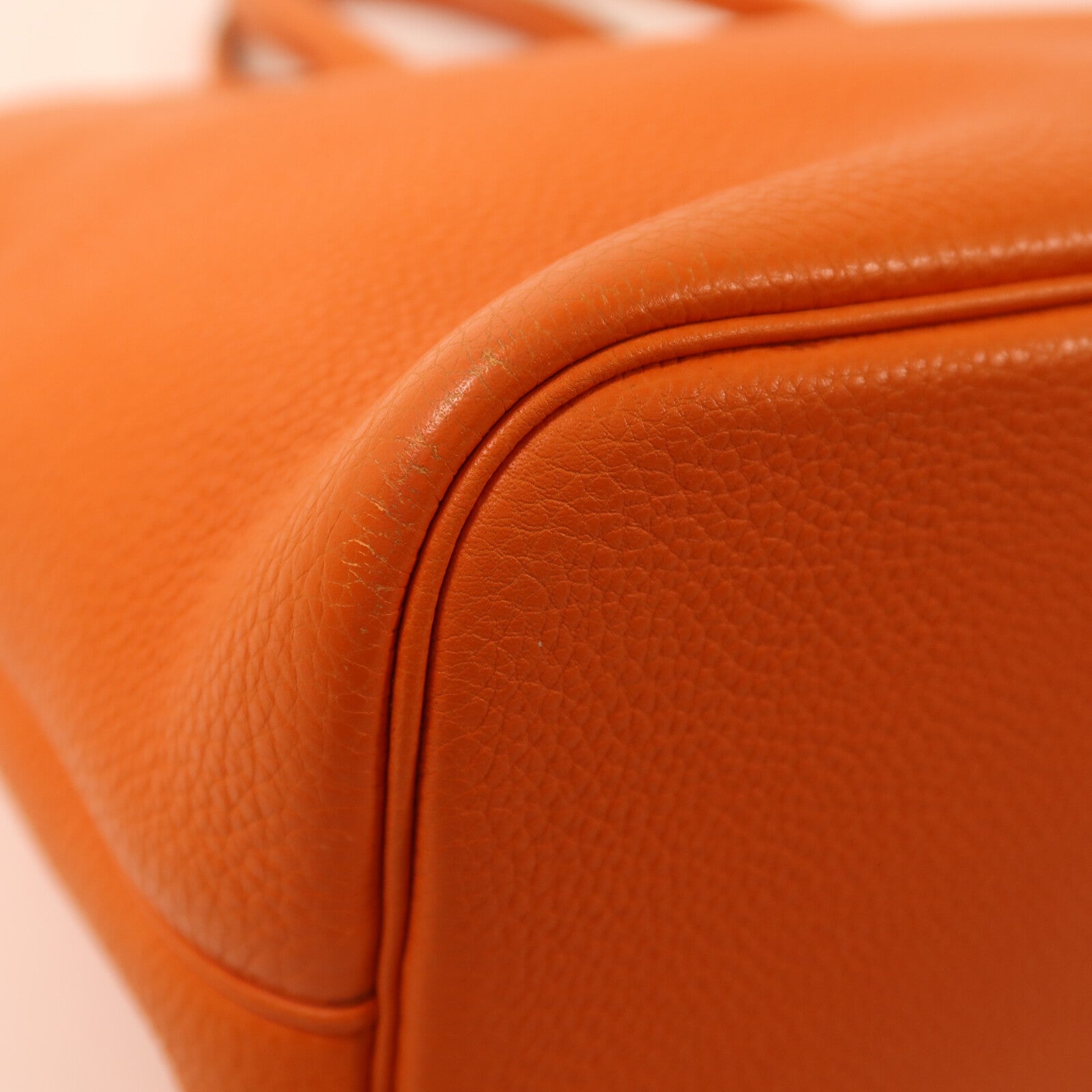 HERMES Clemence皮革Bolide 1923金扣手挽袋Orange
