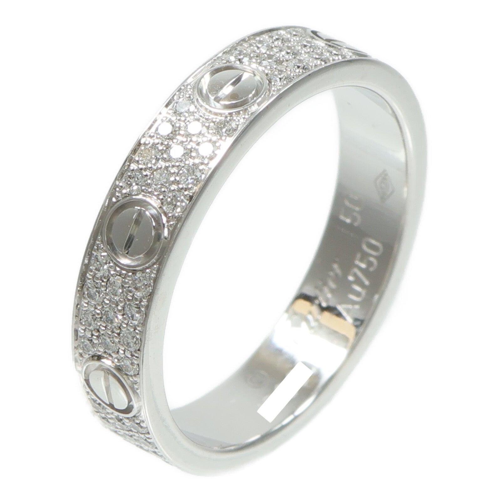 CARTIER 18K白金Love Ring SM Paved鑽石戒指