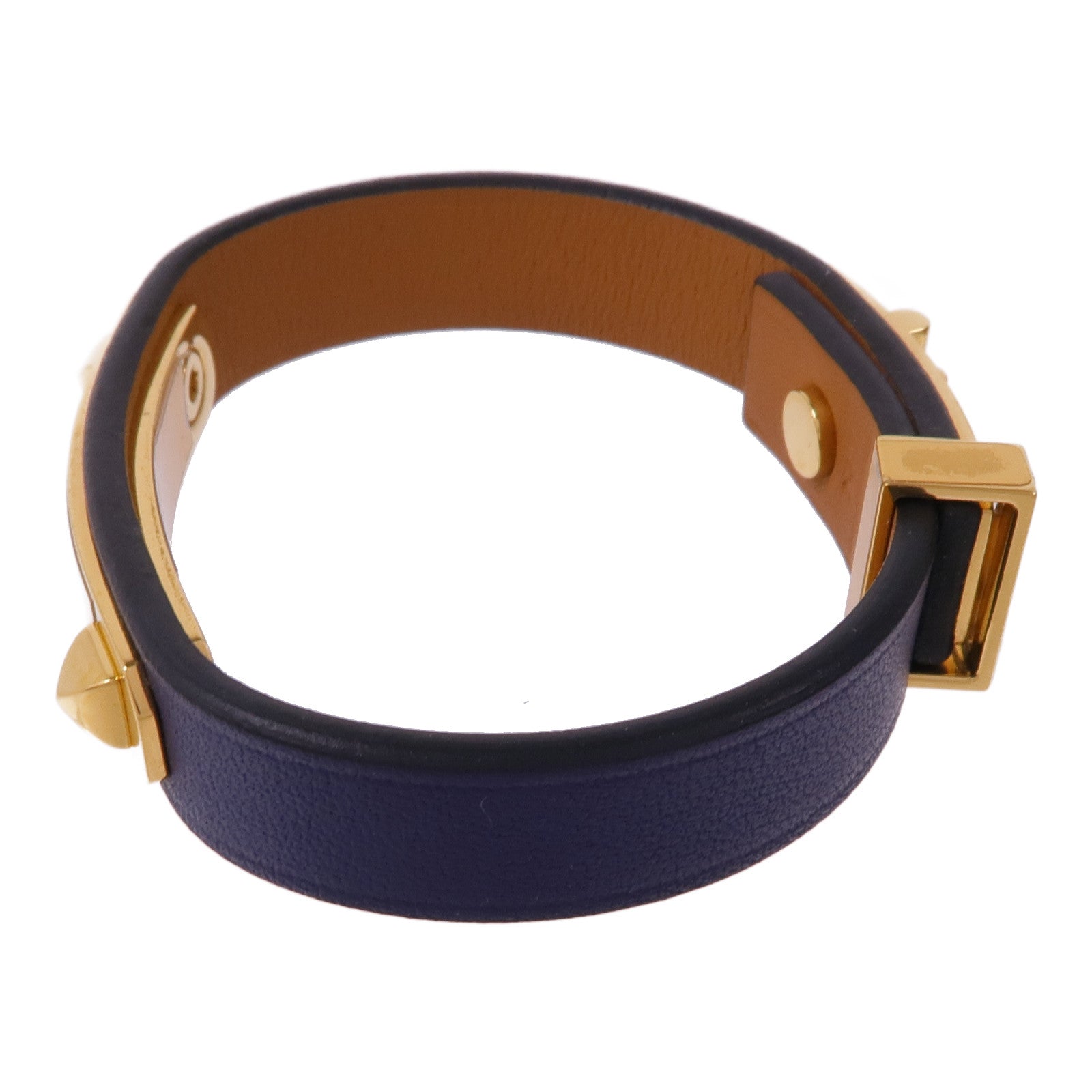 HERMES Swift皮革As De Coeur金扣手帶Bleu Saphir