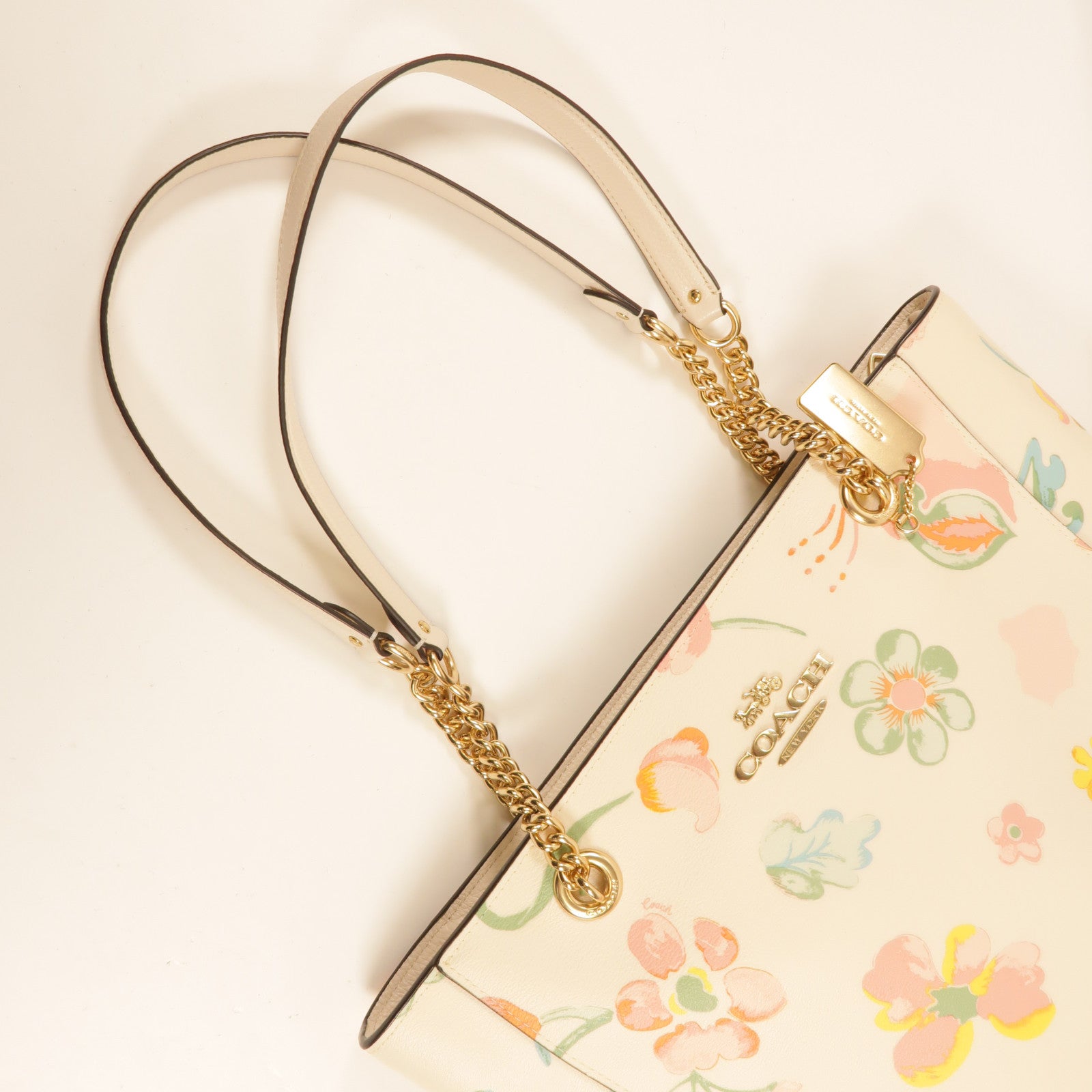 COACH 塗層帆布Cammie Chain Tote金扣肩背袋