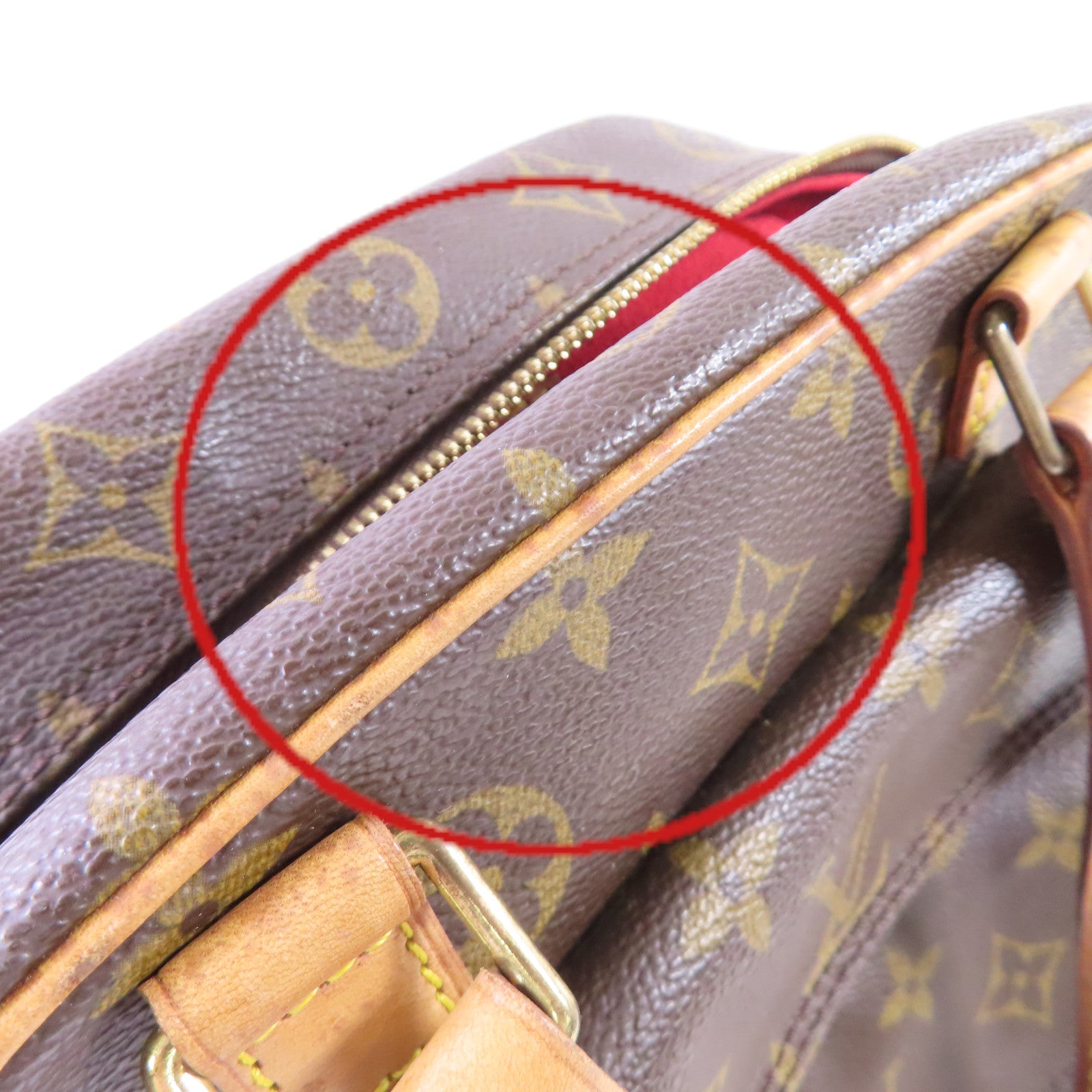LOUIS VUITTON Monogram Excentri-cite Hand Bag金扣手挽袋啡色/紅色