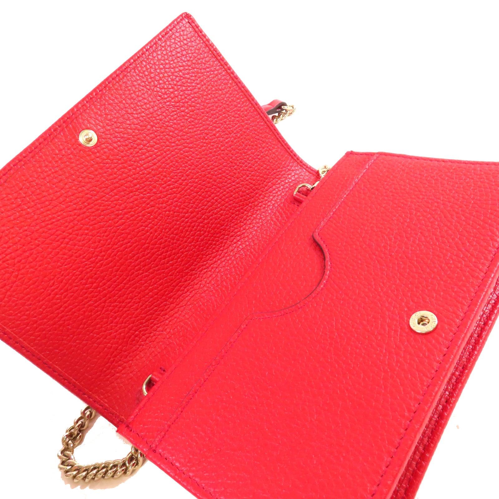 GUCCI 牛皮皮革Soho Chain Wallet金扣鏈帶肩背袋紅色