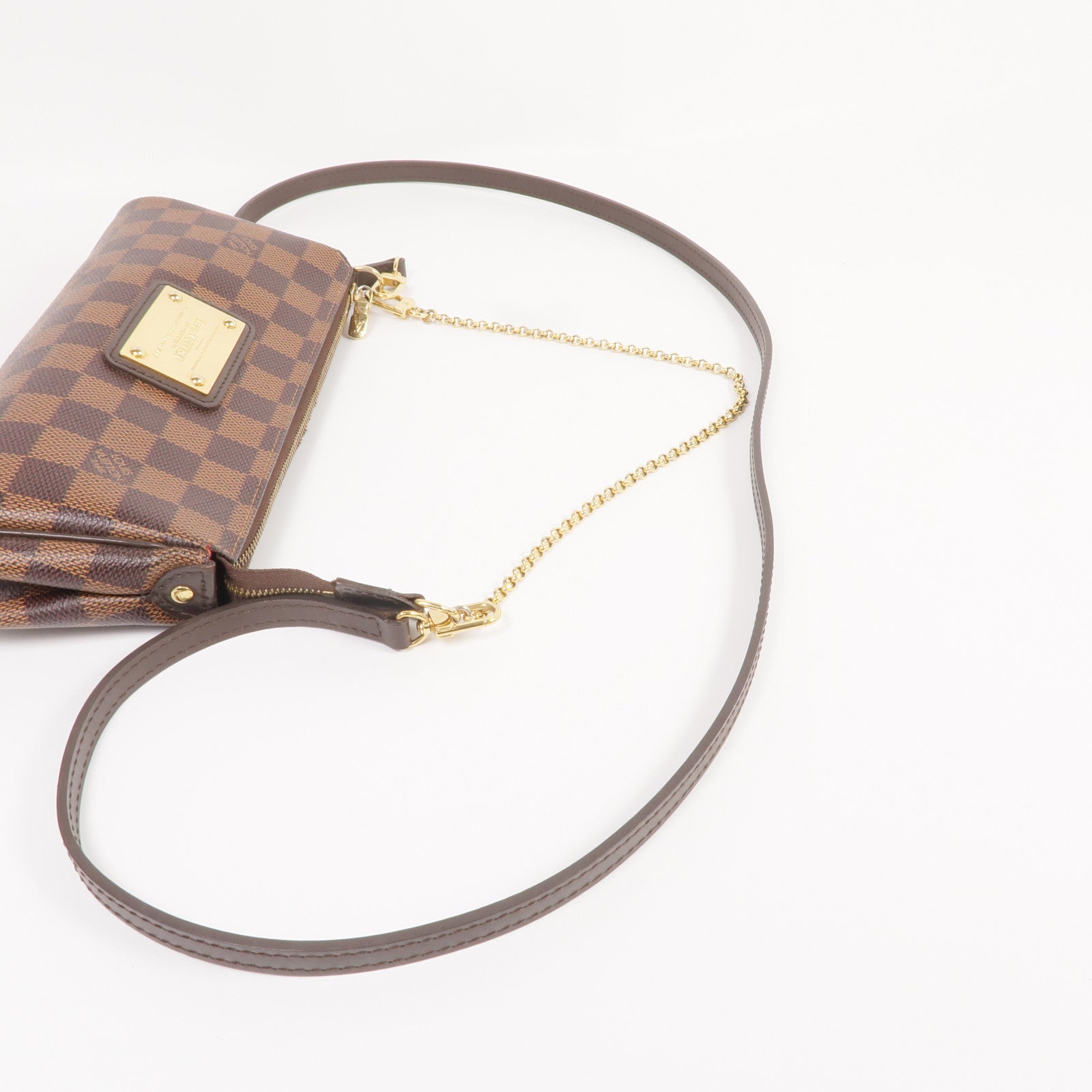 LOUIS VUITTON Damier Eva金扣手挽肩背兩用袋棕色