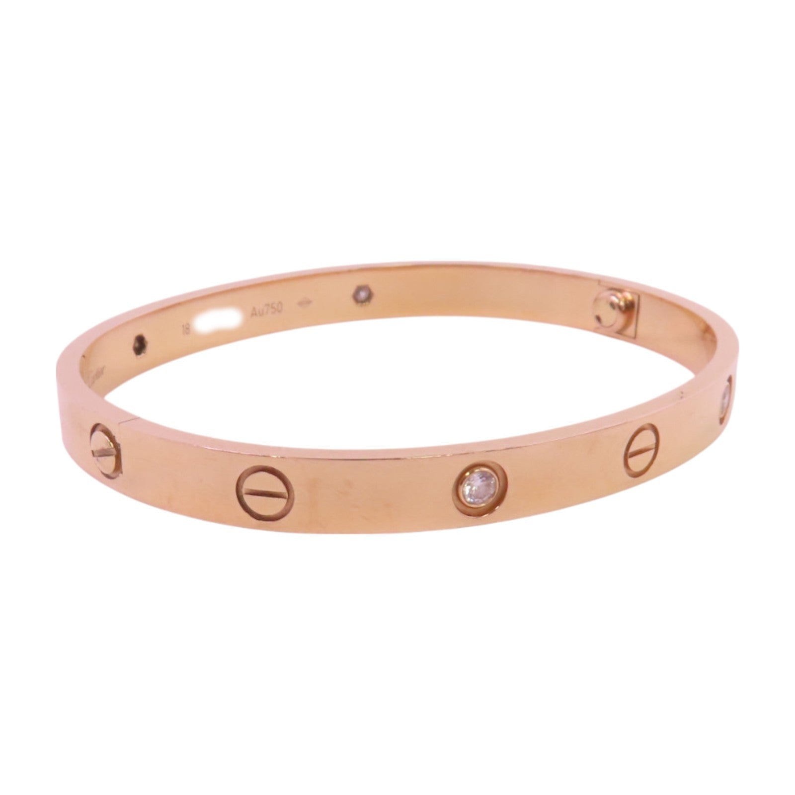 CARTIER 18K玫瑰金Love Bangle 4Diamond鑽石手鐲#18