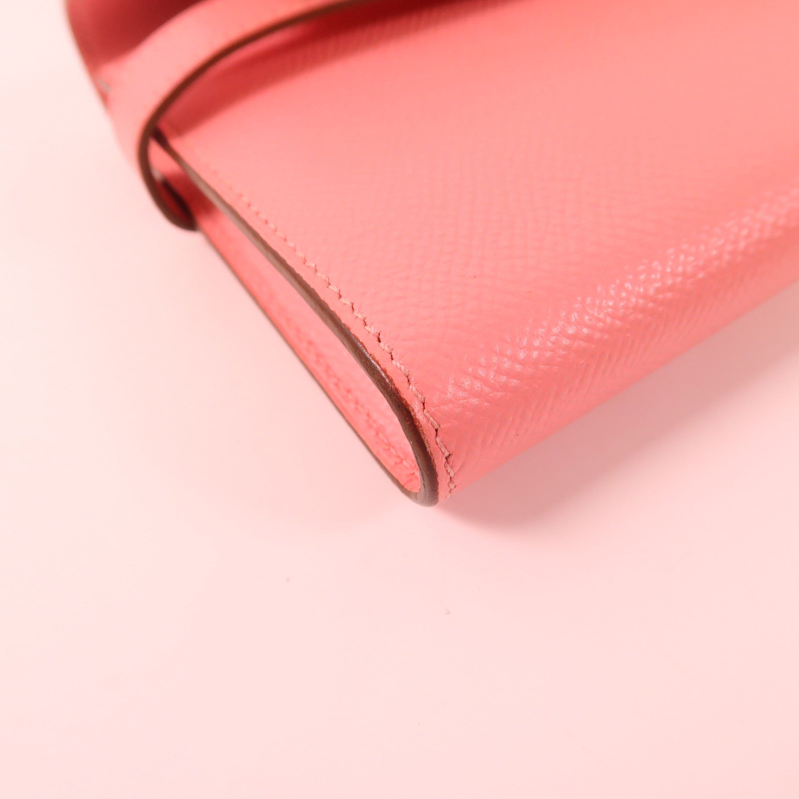 HERMES Epsom皮革Kelly Long Wallet銀扣長錢包1Q Rose Confetti