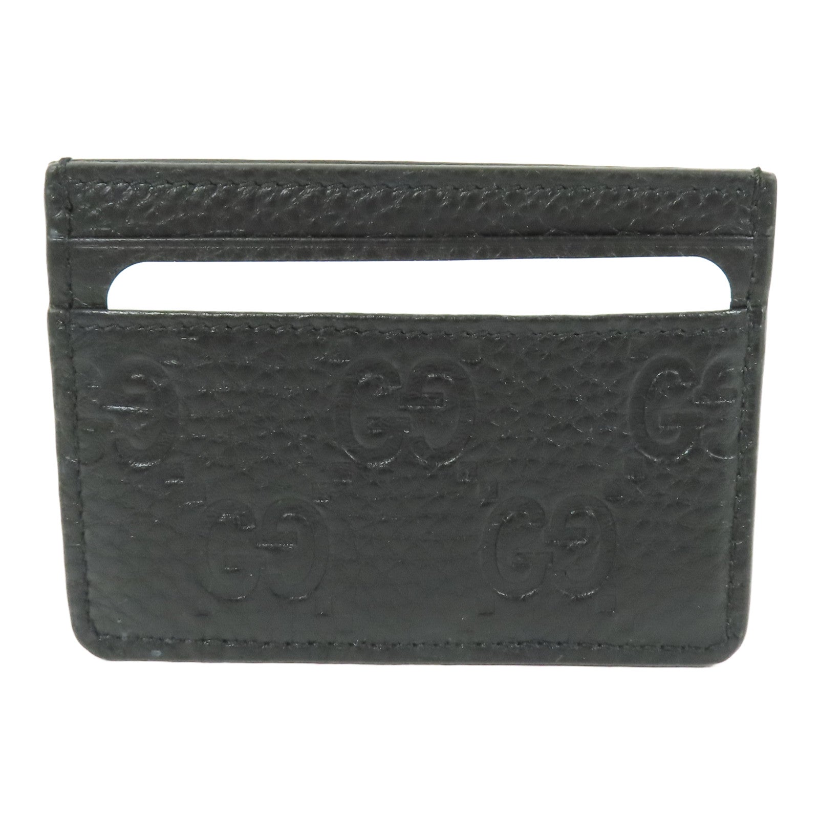 GUCCI GG Emblem Card Case 815883 AAEEM 1000 GG Grainy Leather Black 6610
