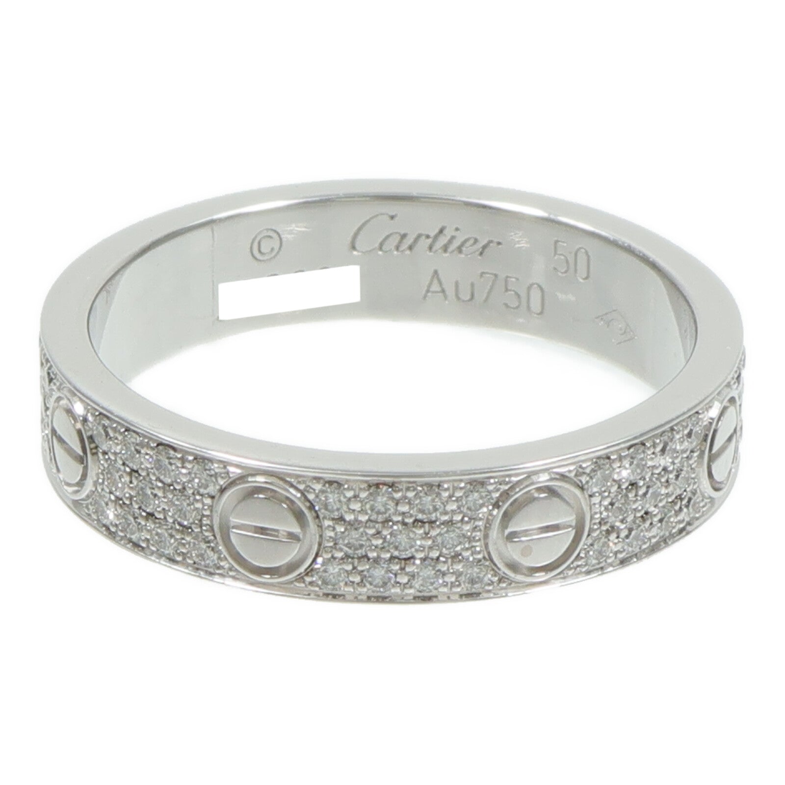 CARTIER 18K白金Love Ring SM Paved鑽石戒指