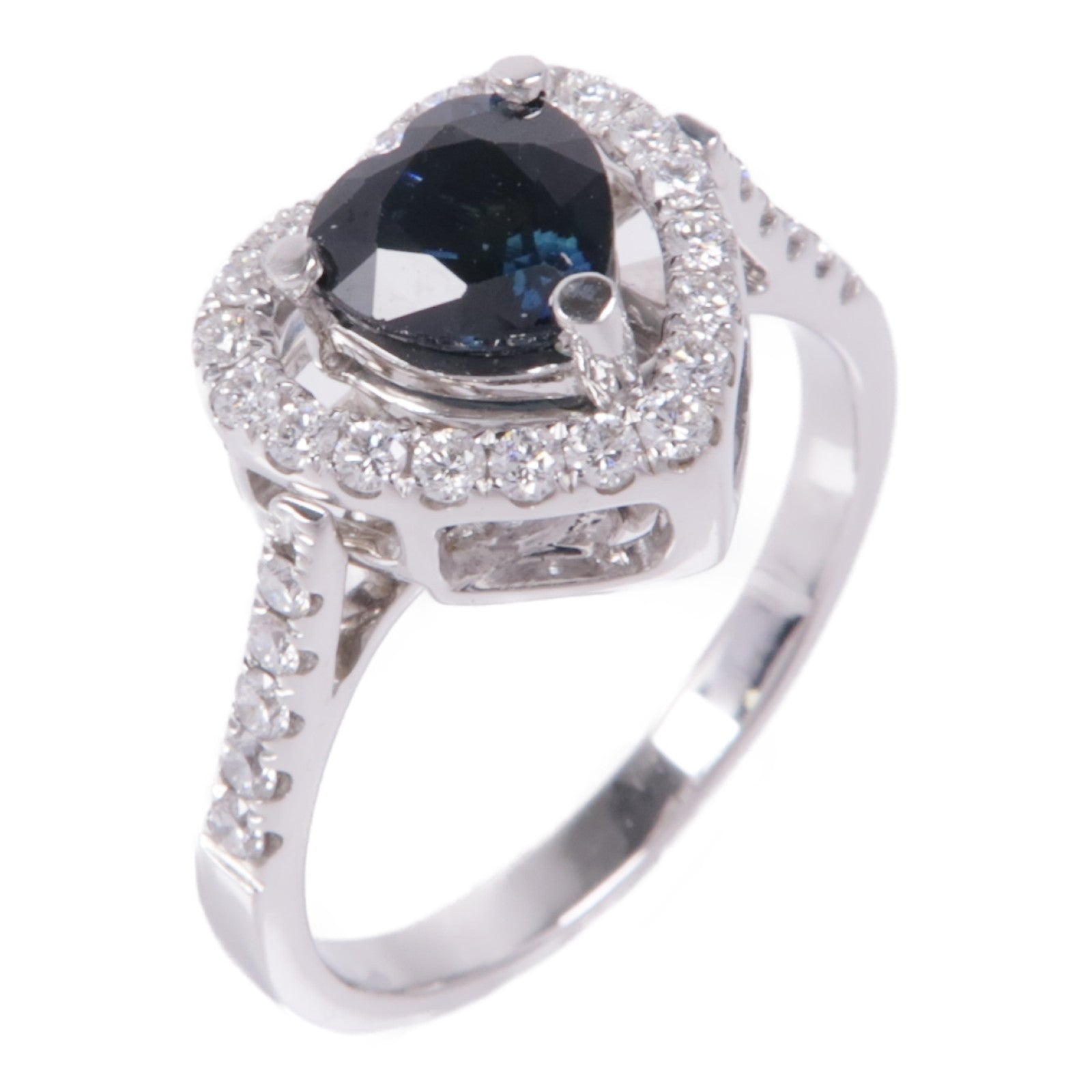 JEWELRY 【激減優惠】18K白金Sapphire/Diamond Ring藍寶石/鑽石戒指US#7