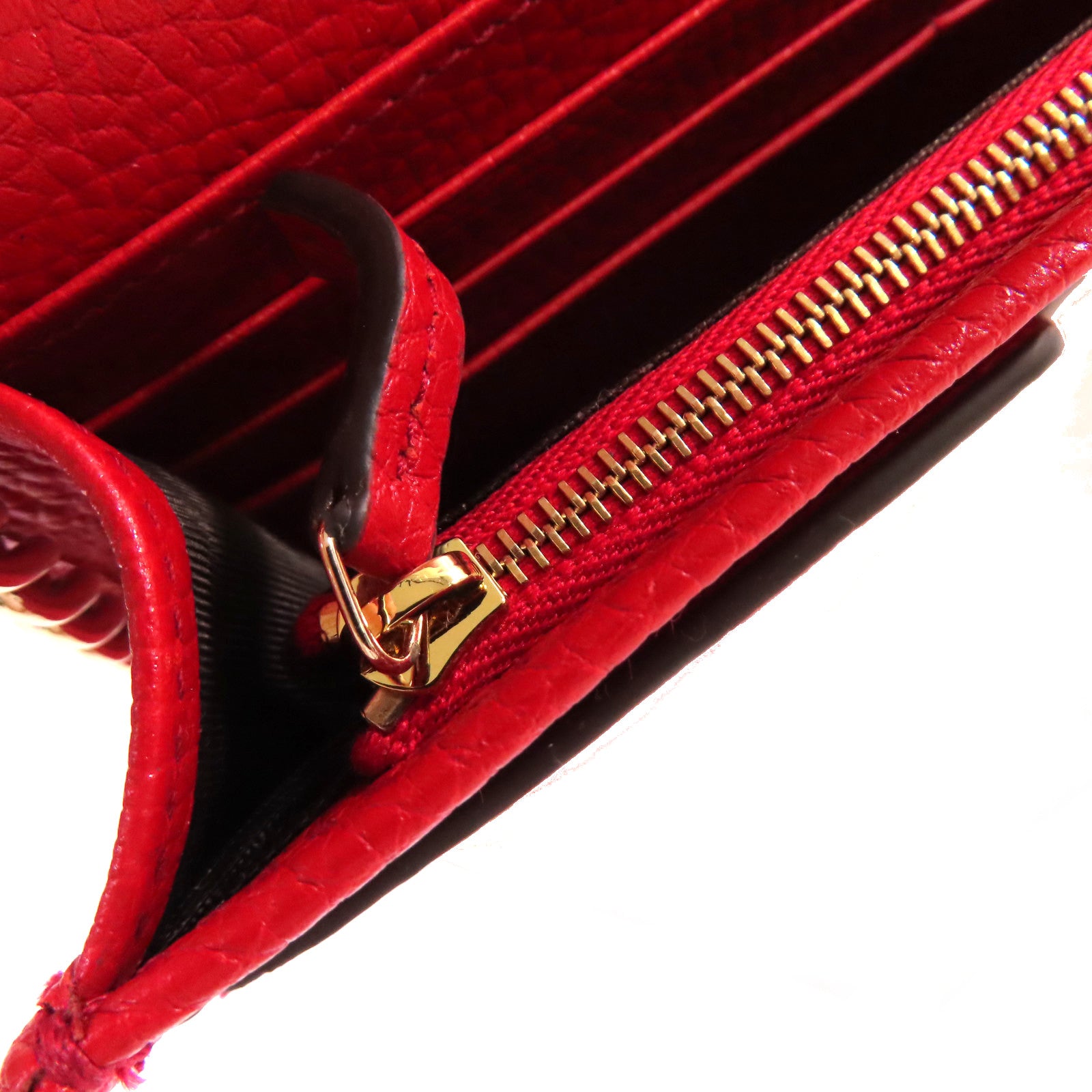 GUCCI 牛皮皮革Soho Chain Wallet金扣鏈帶肩背袋紅色