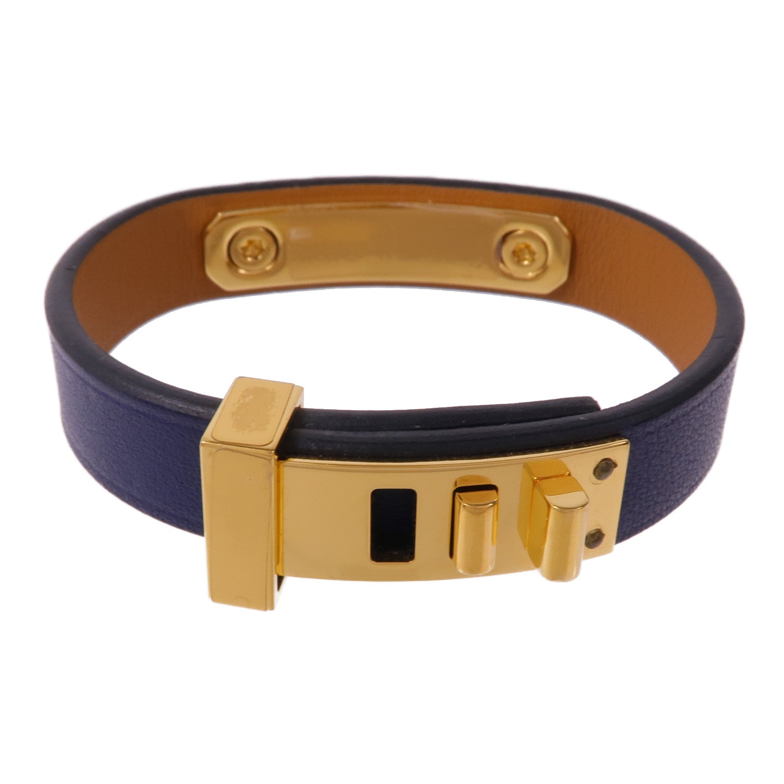 HERMES Swift皮革As De Coeur金扣手帶Bleu Saphir