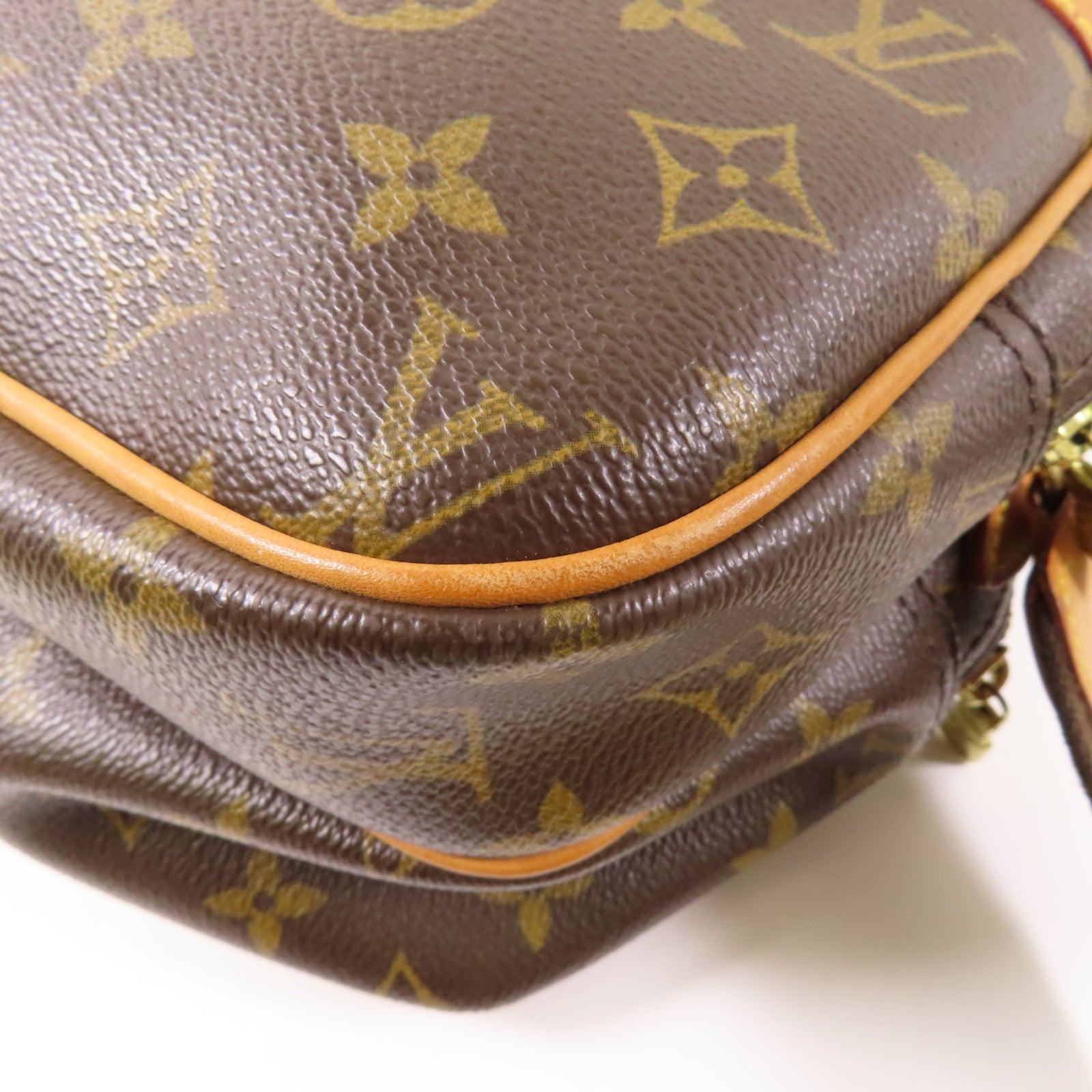 LOUIS VUITTON Monogram Reporter PM金扣肩背袋棕色