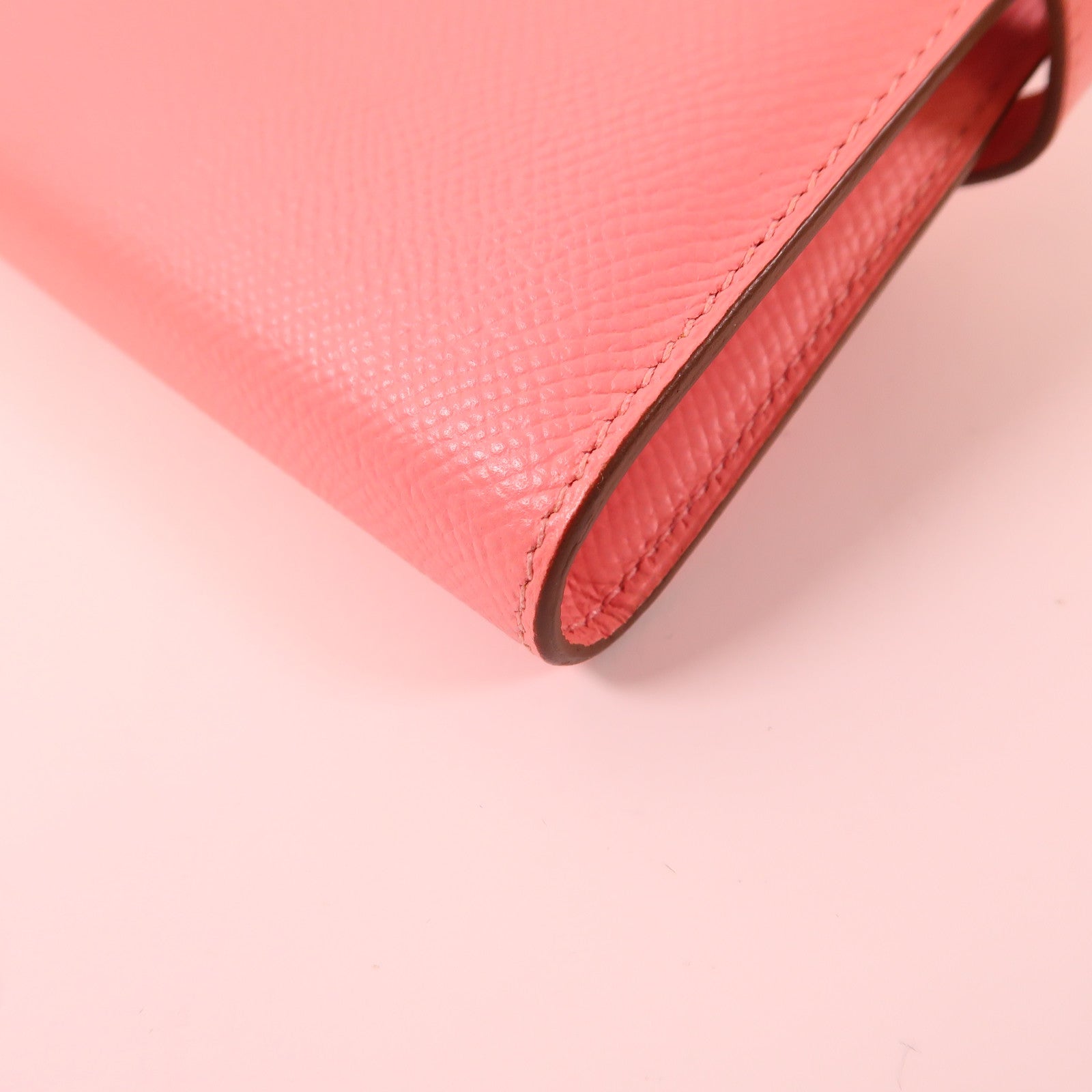 HERMES Epsom皮革Kelly Long Wallet銀扣長錢包1Q Rose Confetti